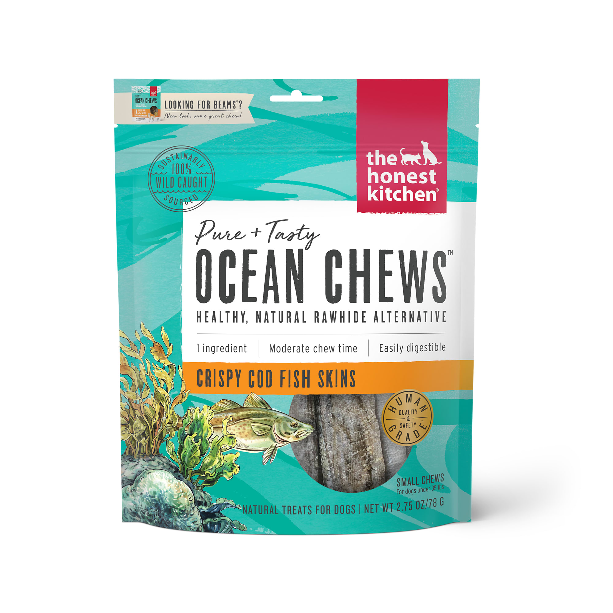 The Honest Kitchen Ocean Chews Crispy Cod Fish Skins Dog Treats, 2.75 oz. | Petco