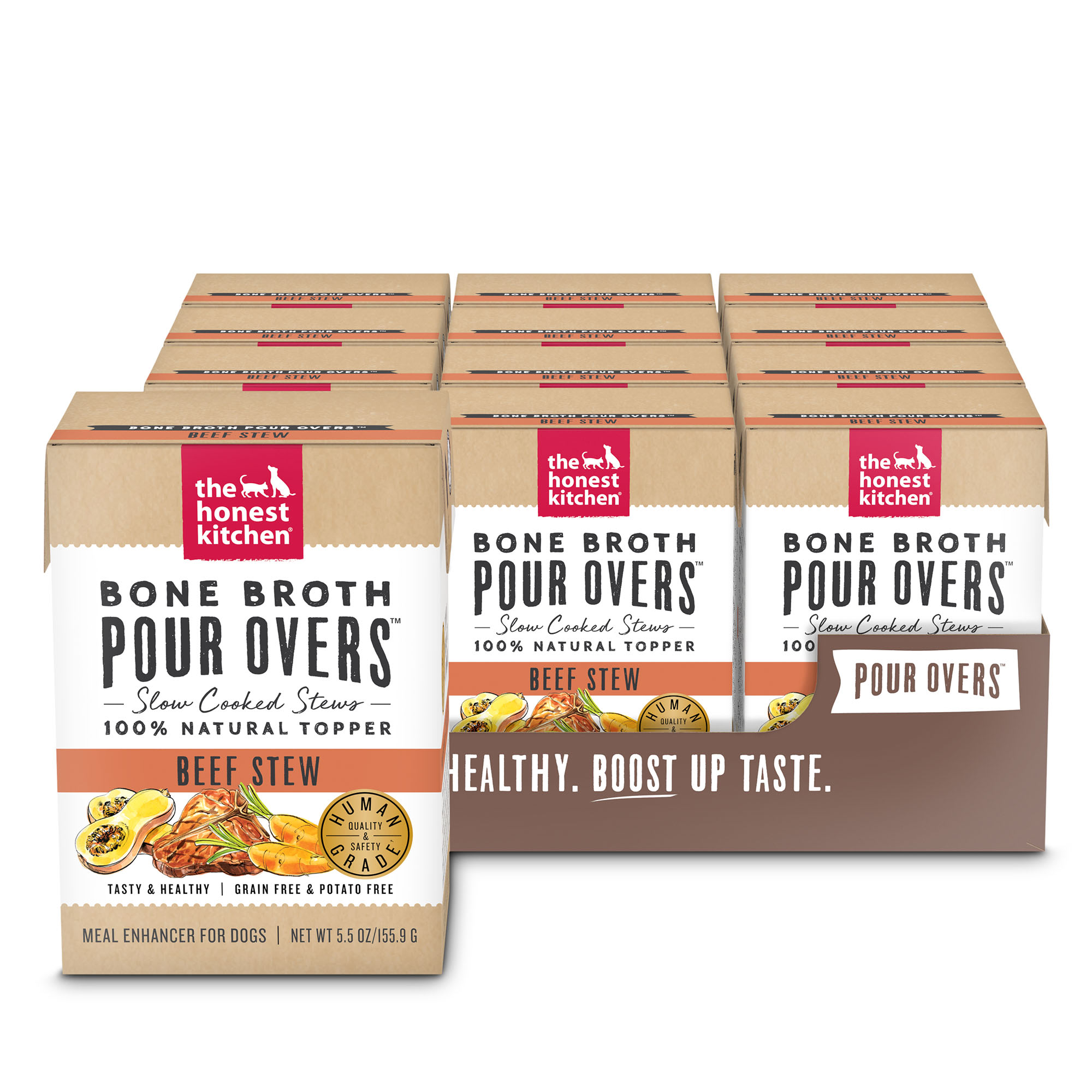 The Honest Kitchen Bone Broth Pour Overs: Beef Stew Wet Dog Food Topper,  5.5 oz., Case of 12