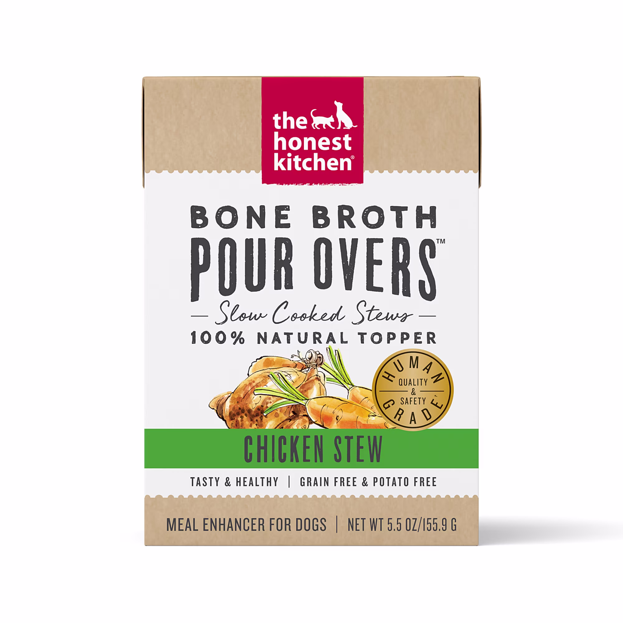 The Honest Kitchen Chicken Stew Bone Broth Dog Topper 5.5 oz, 12Pack