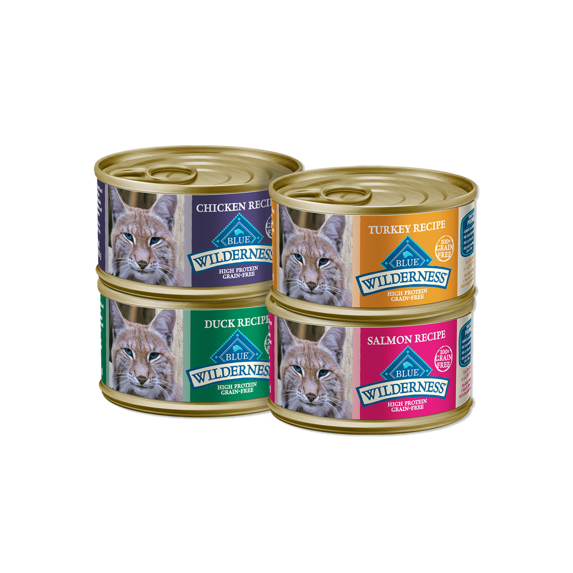 Blue Buffalo Blue Wilderness Natural Chicken Salmon Duck Turkey Adult Pate Variety Pack Wet Cat Food 3 oz. Count of 24