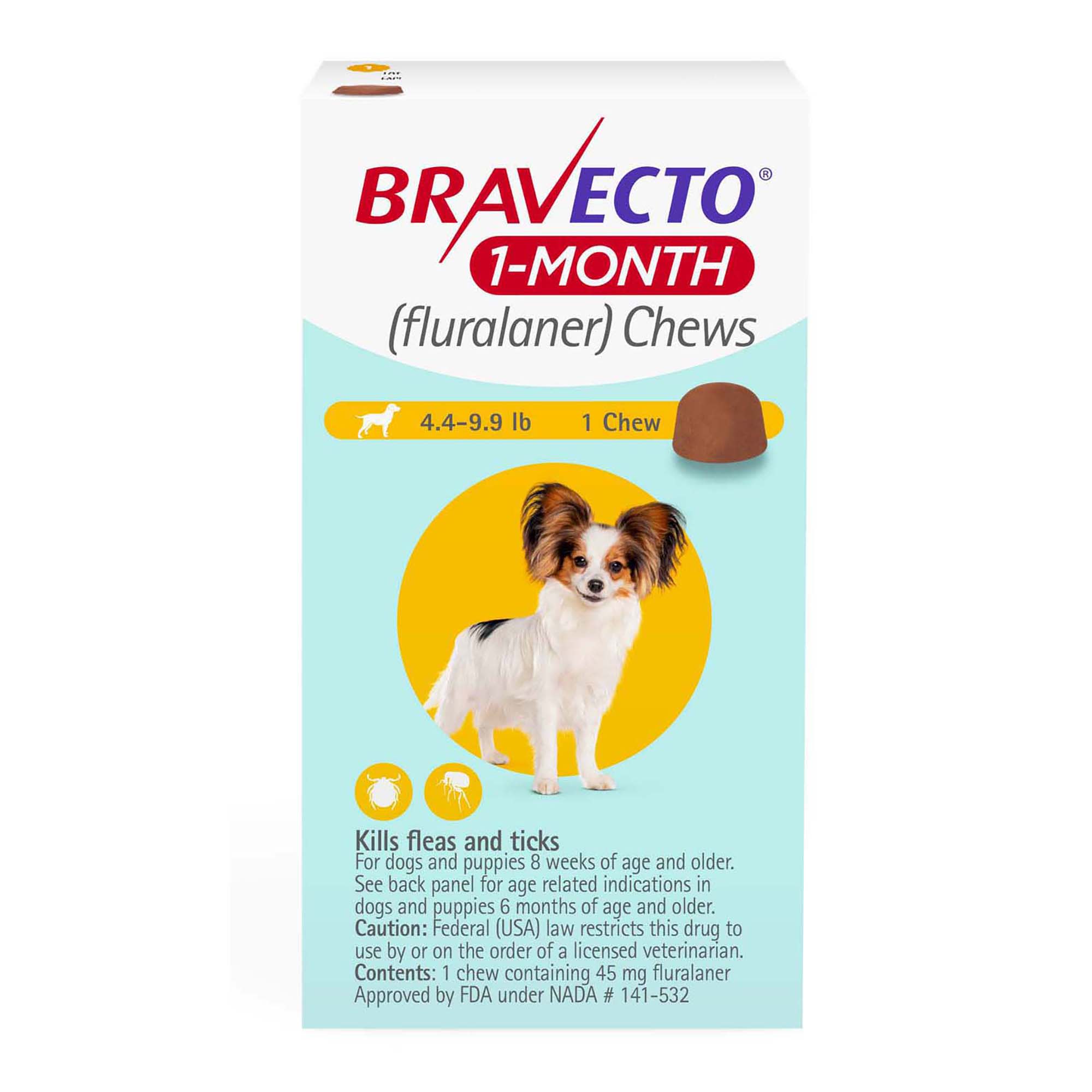 Bravecto 1-Month Chews for Dogs 4.4-9.9lbs, 1 Month Supply