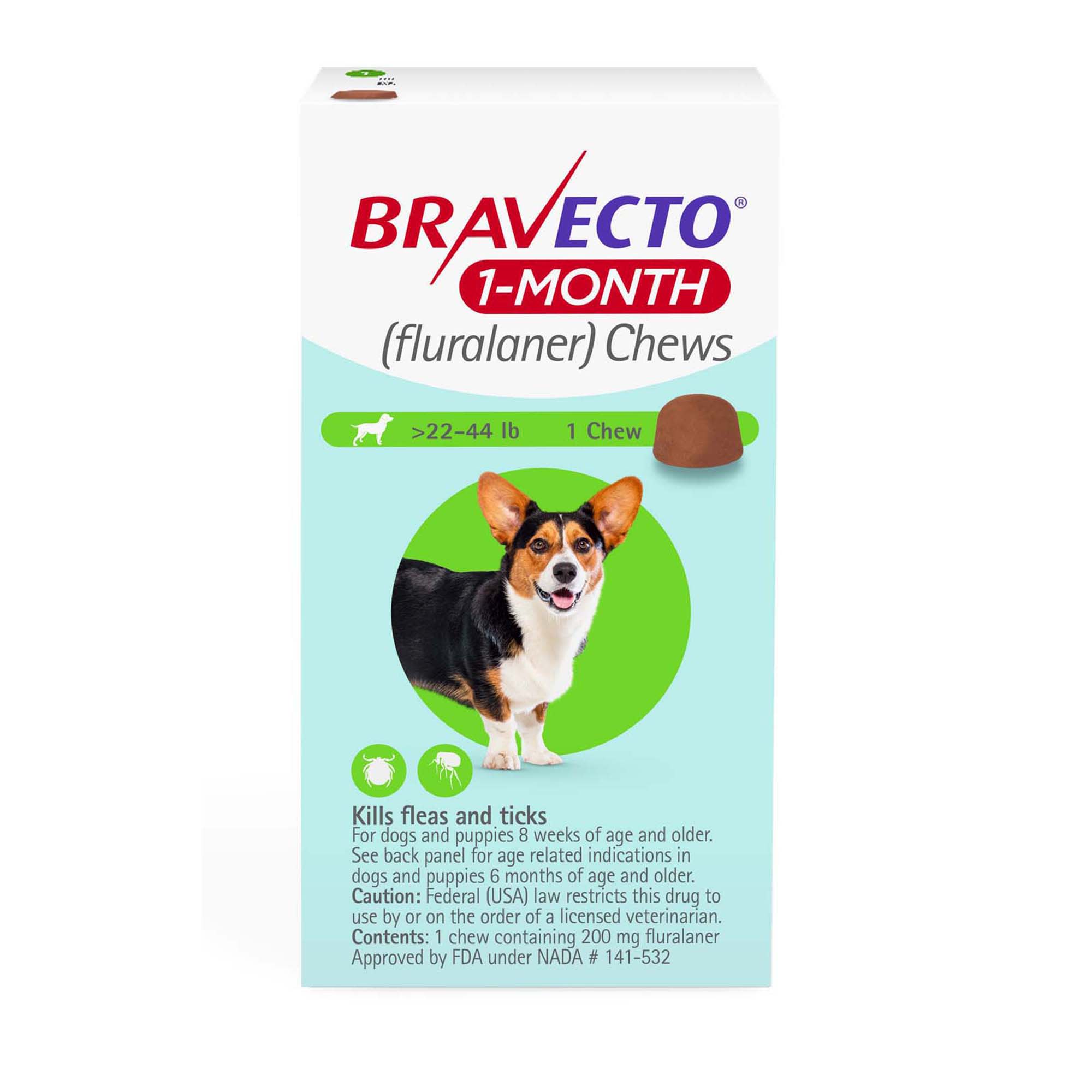 Bravecto 1 Month Chews For Dogs 22 44lbs 1 Month Supply Petco