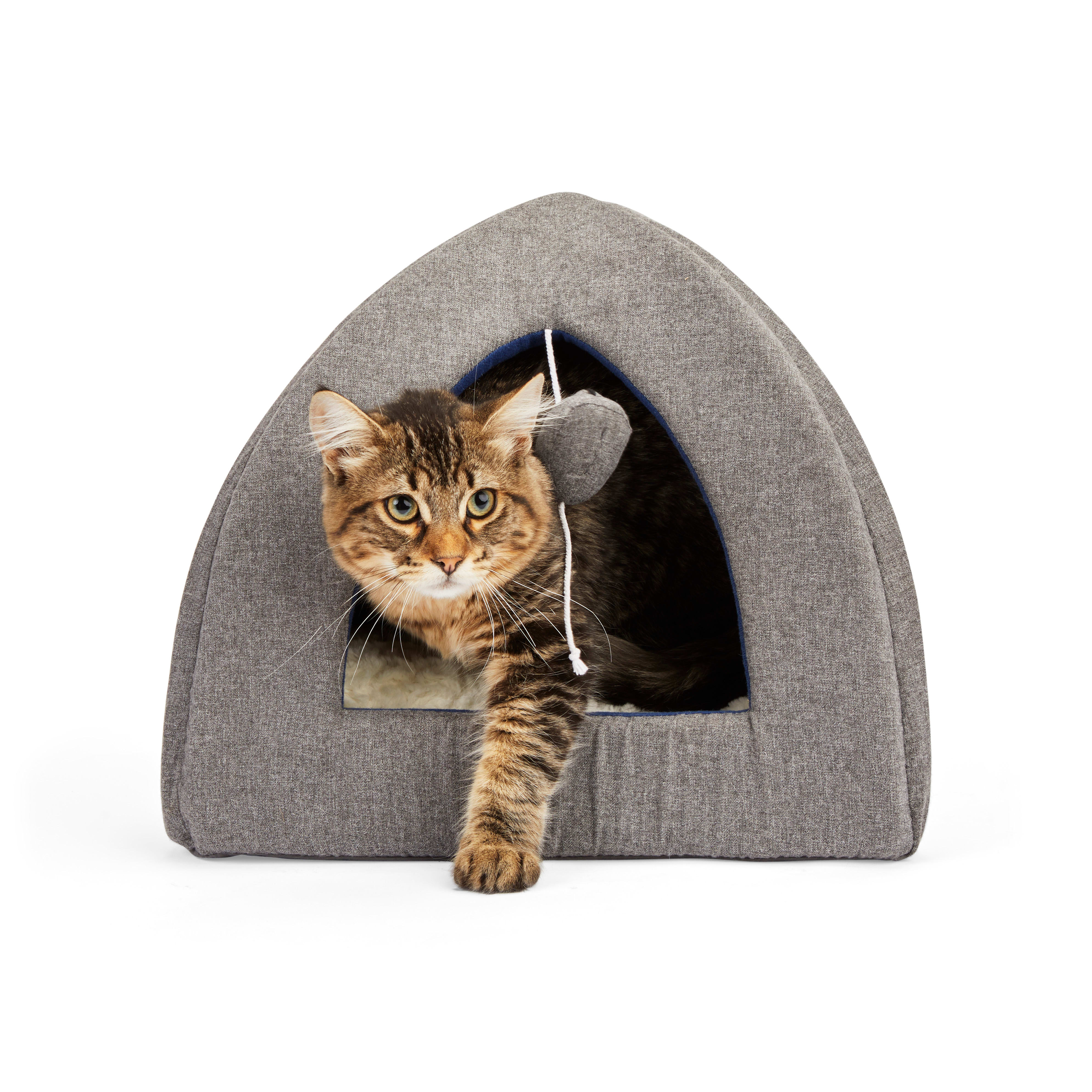 EveryYay Gray Snooze Fest Igloo Hooded Cat Bed 16 L X 16 W X 14 H Petco