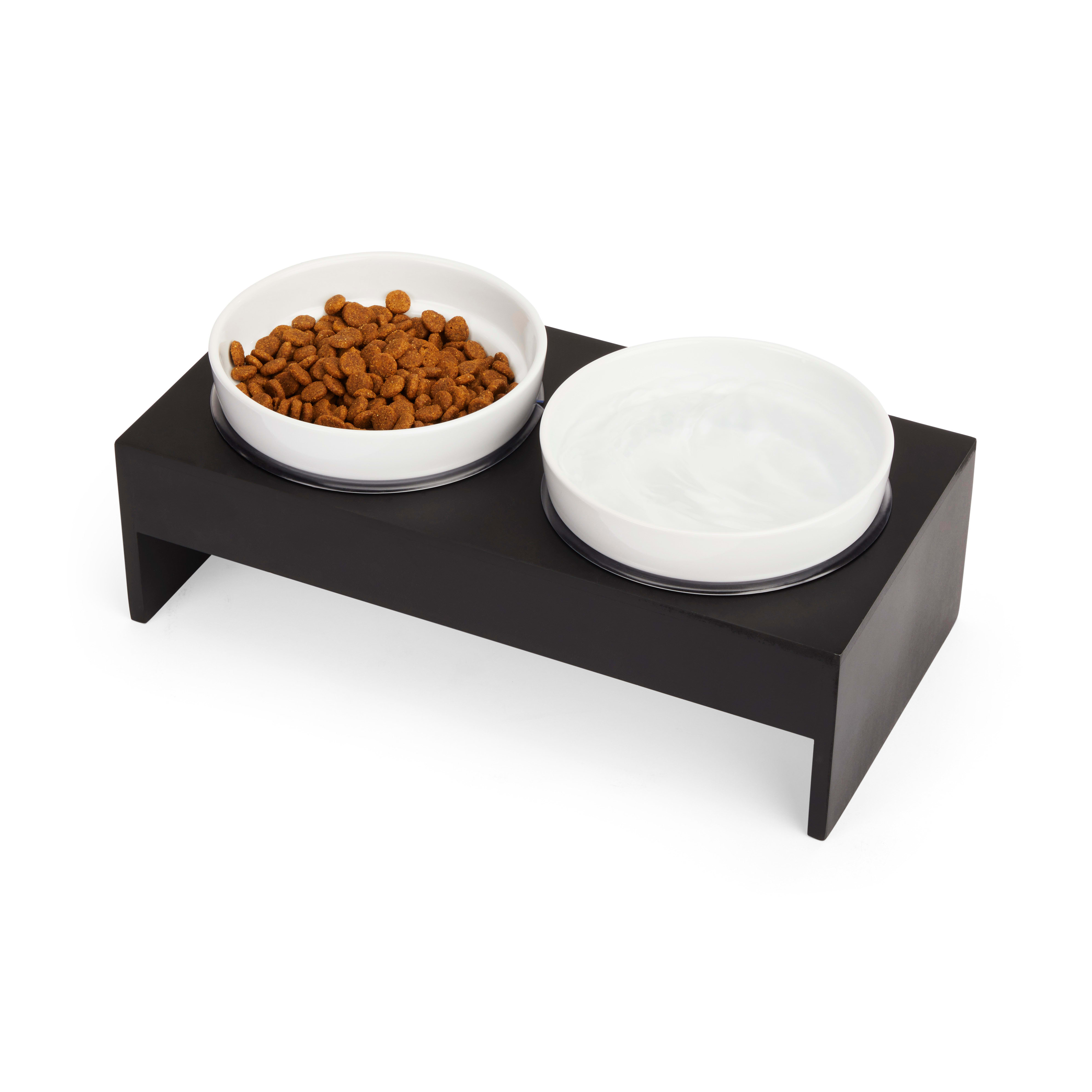 EveryYay Dining In White Wood Elevated Double Diner Dog Feeder, 7