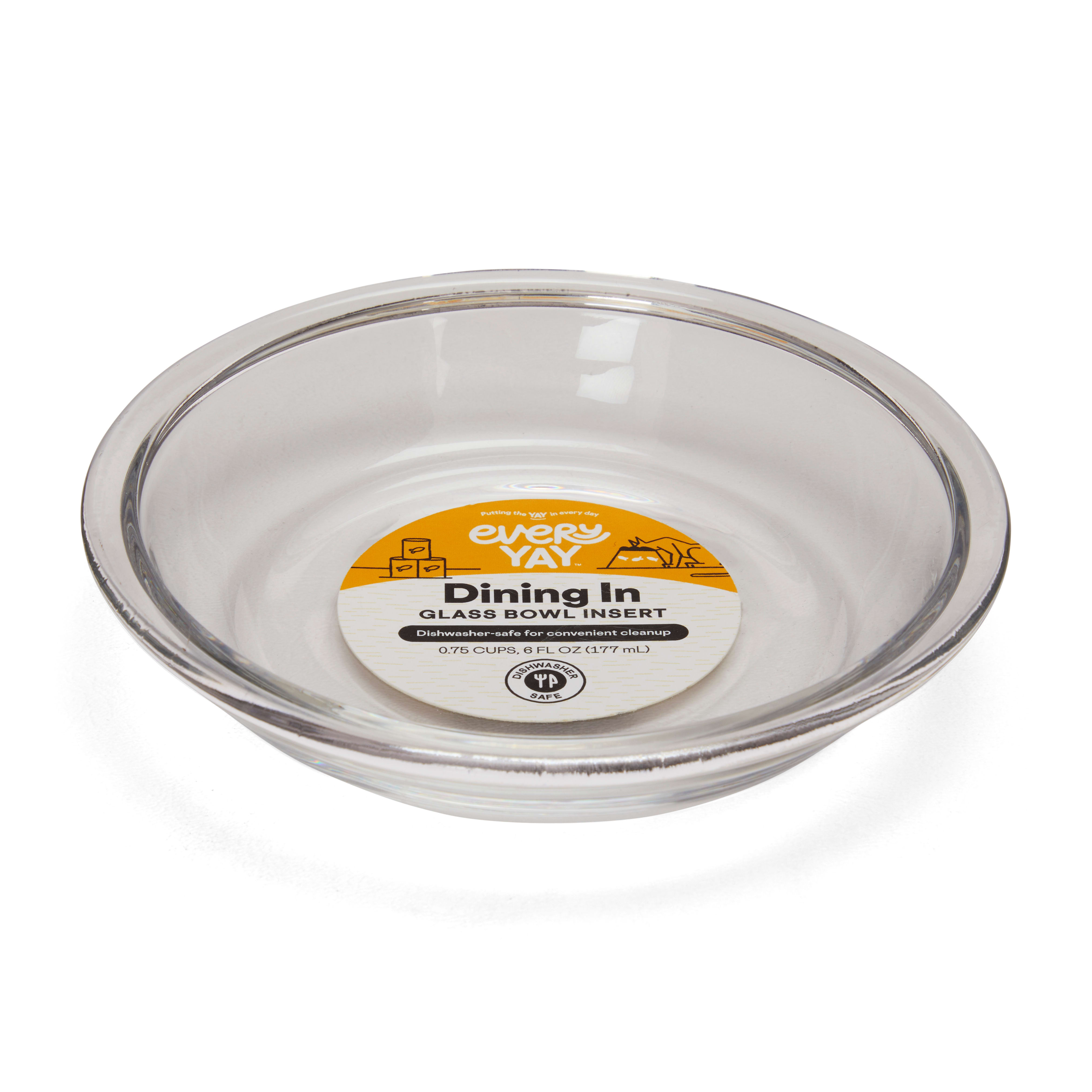 EveryYay Easy Clean Glass Cat Bowl Insert Dishwasher Safe