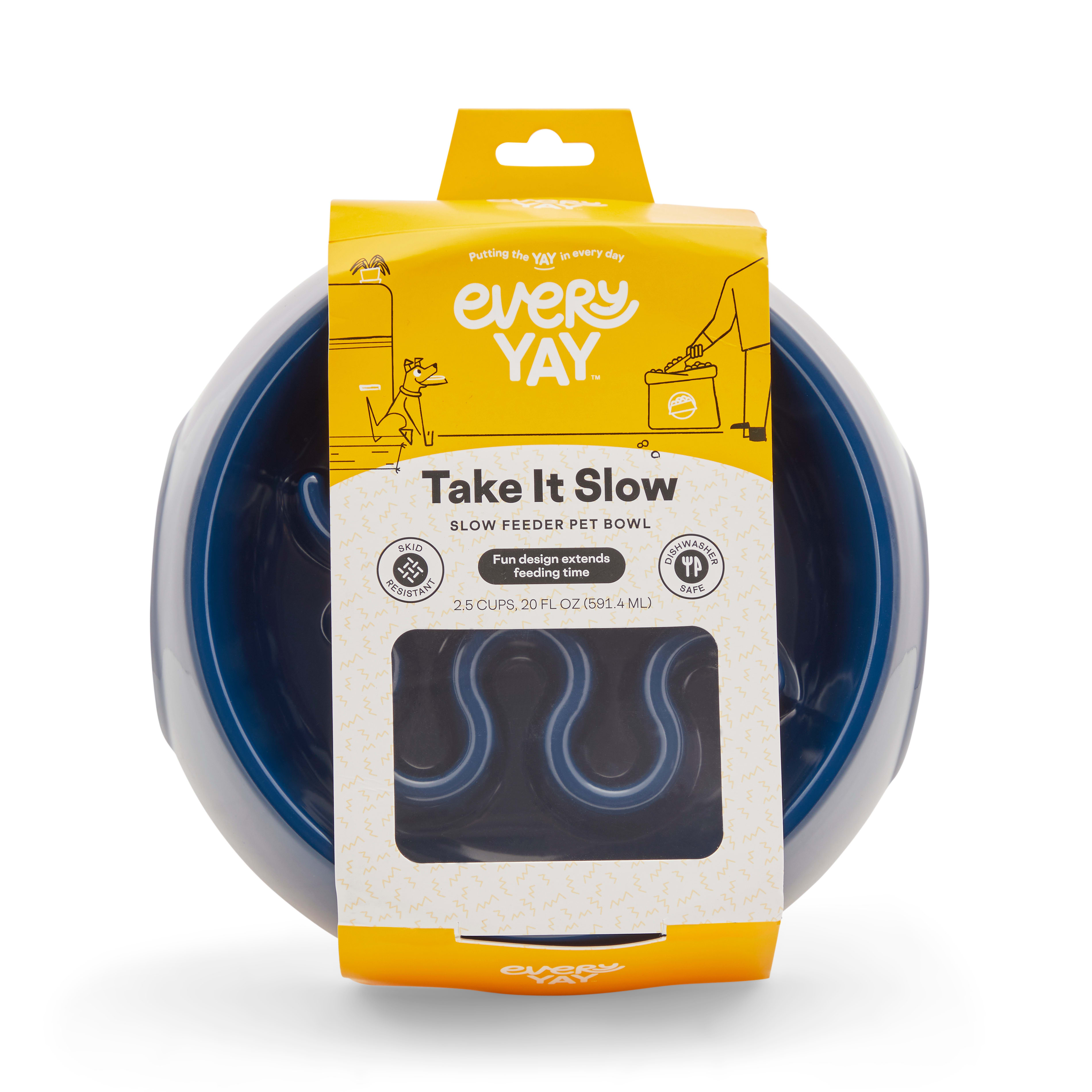 EveryYay Take it Slow Navy Plastic Slow Feeder Dog Bowl, Small Petco