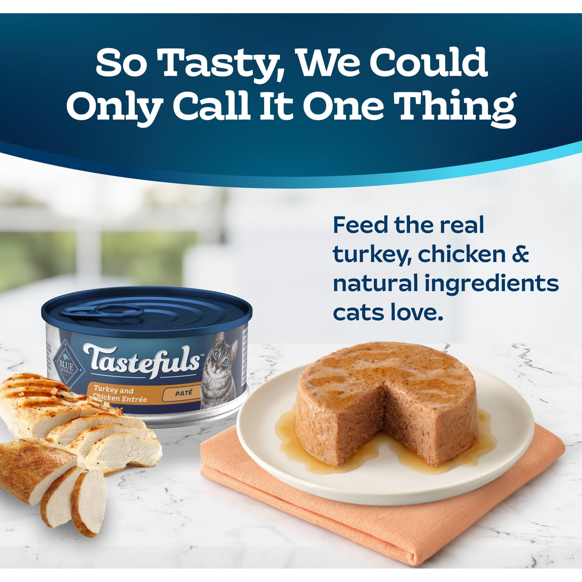 Blue Buffalo Tastefuls Made with Natural Ingredients, Turkey and Chicken  Entree Wet Cat Food Pate, Case of 12