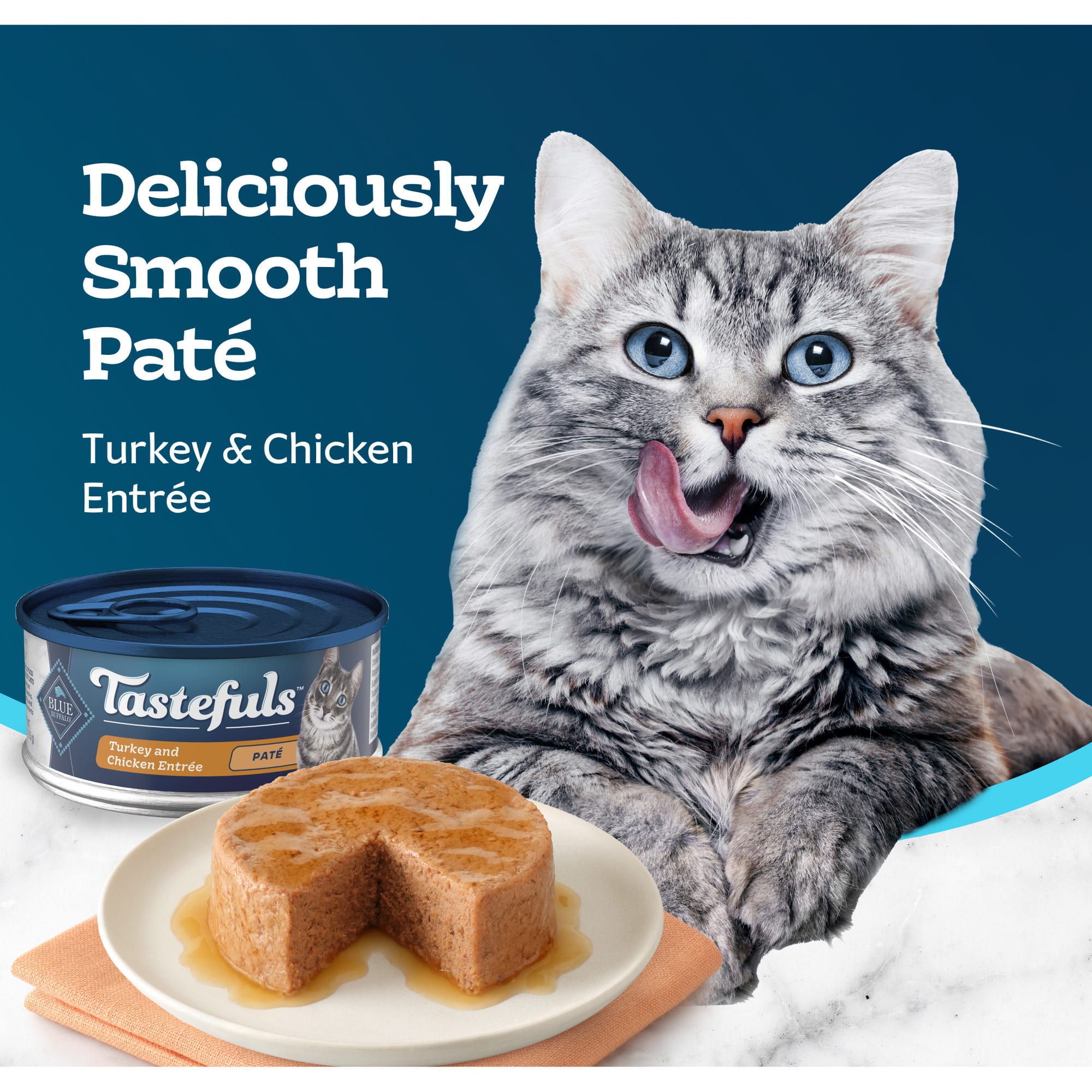 Blue Buffalo Tastefuls Made with Natural Ingredients, Turkey and Chicken  Entree Wet Cat Food Pate, 5.5 oz., Case of 12