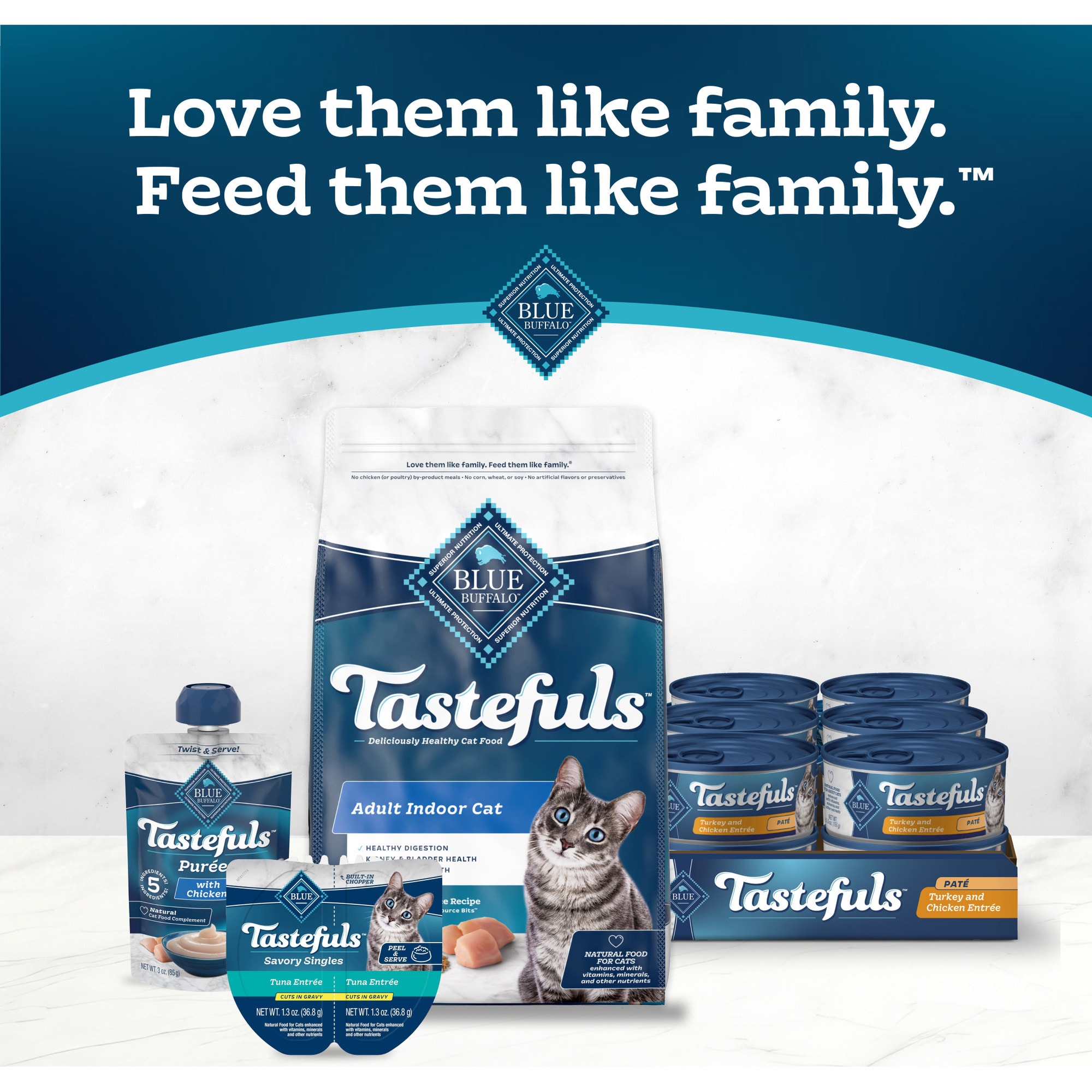 Blue Buffalo Tastefuls Made with Natural Ingredients, Turkey and Chicken  Entree Wet Cat Food Pate, 5.5 oz., Case of 12 | Petco
