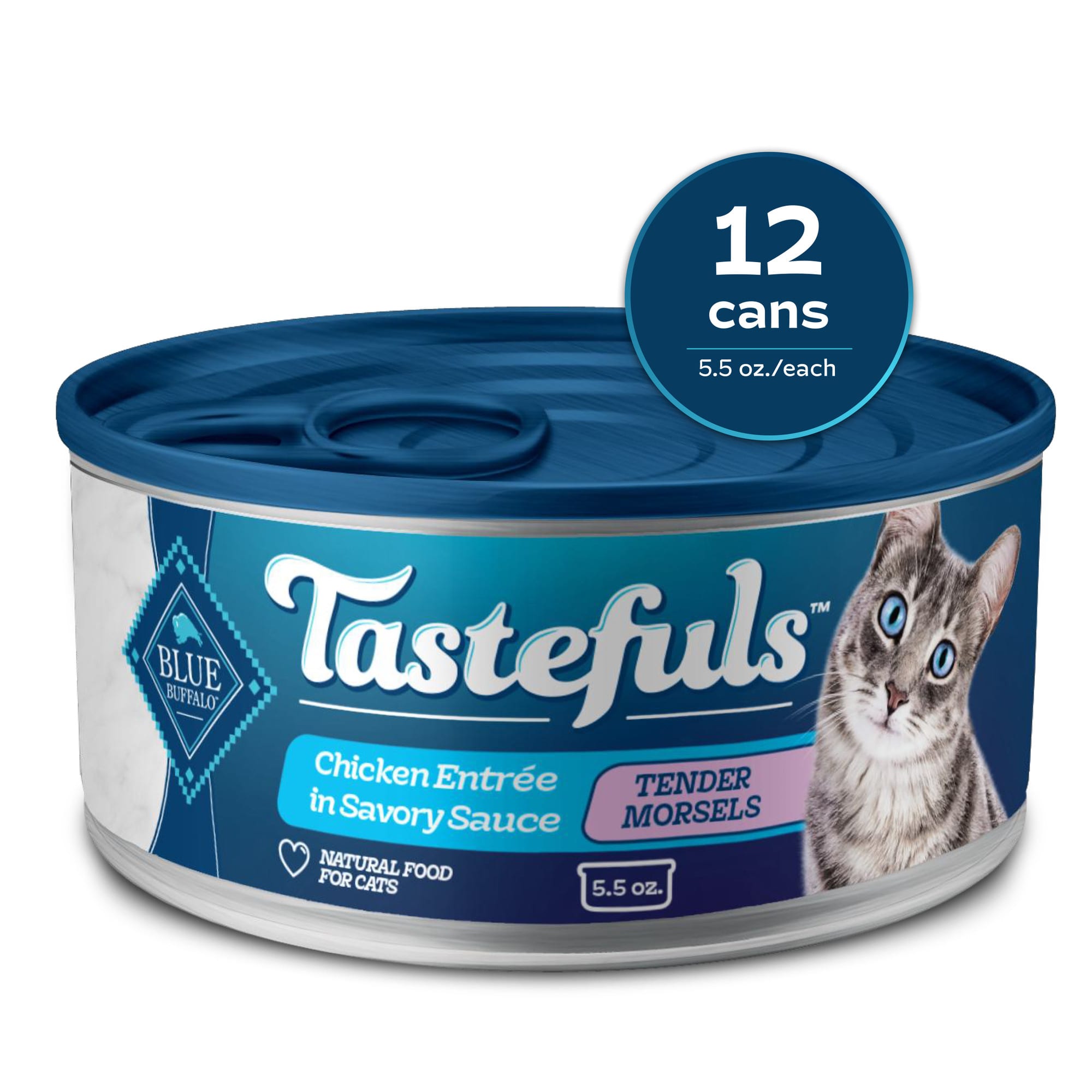 Blue Buffalo Blue Tastefuls Chicken Entree in Savoury Sauce Tender Morsels Wet Cat Food 5.5 oz. Case of 12