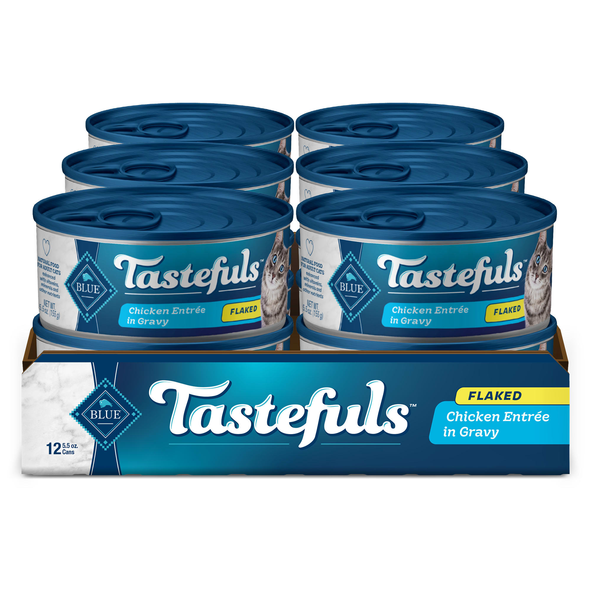 Blue Buffalo Blue Tastefuls Chicken Entree in Gravy Flaked Wet Cat Food 5.5 oz. Case of 12