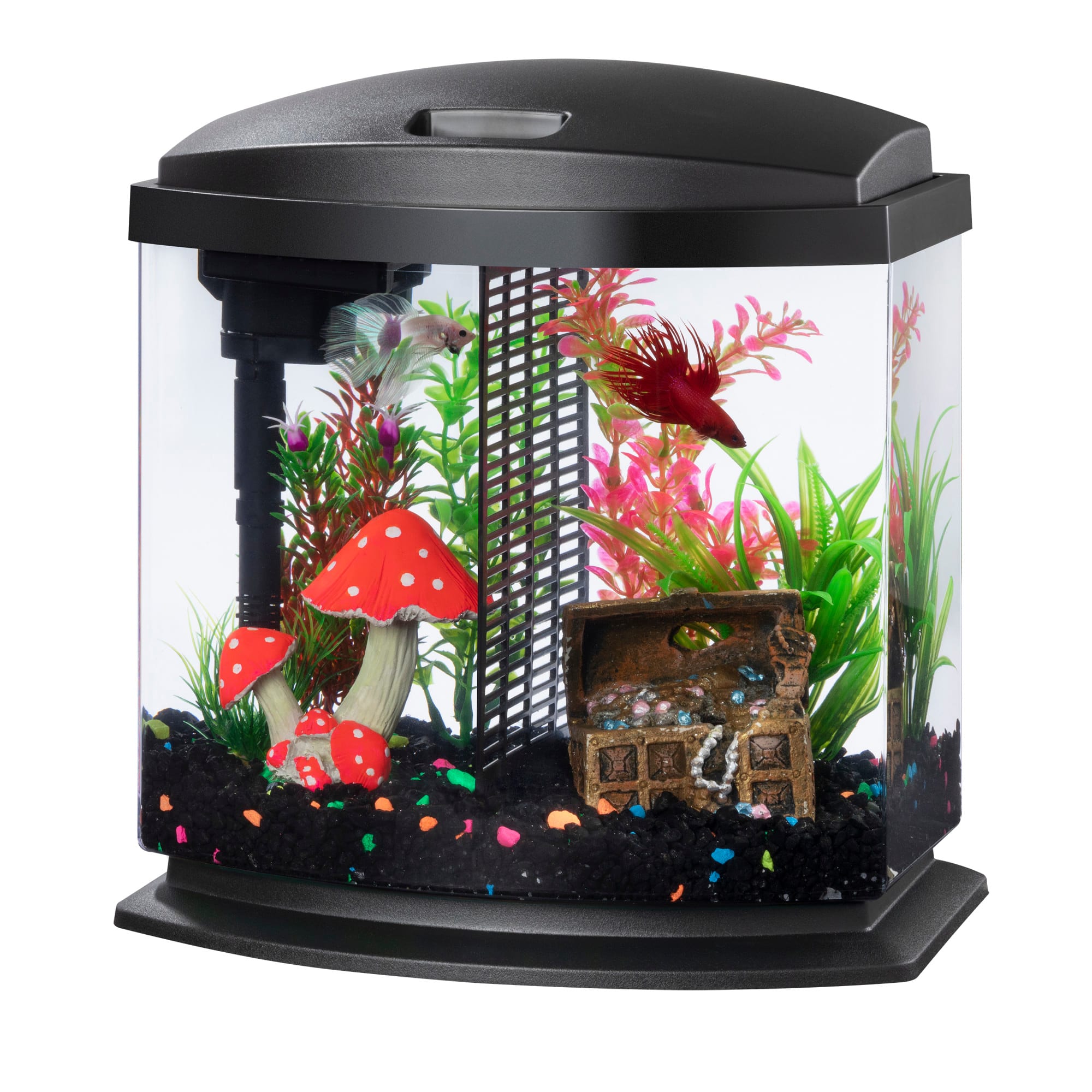 GloFish 2.5 Gallon Corner Aquarium Kit, Includes LED Lighting and Filtration Perfect for GloFish Betta Fish Tank, Size: 2.5 Gallons