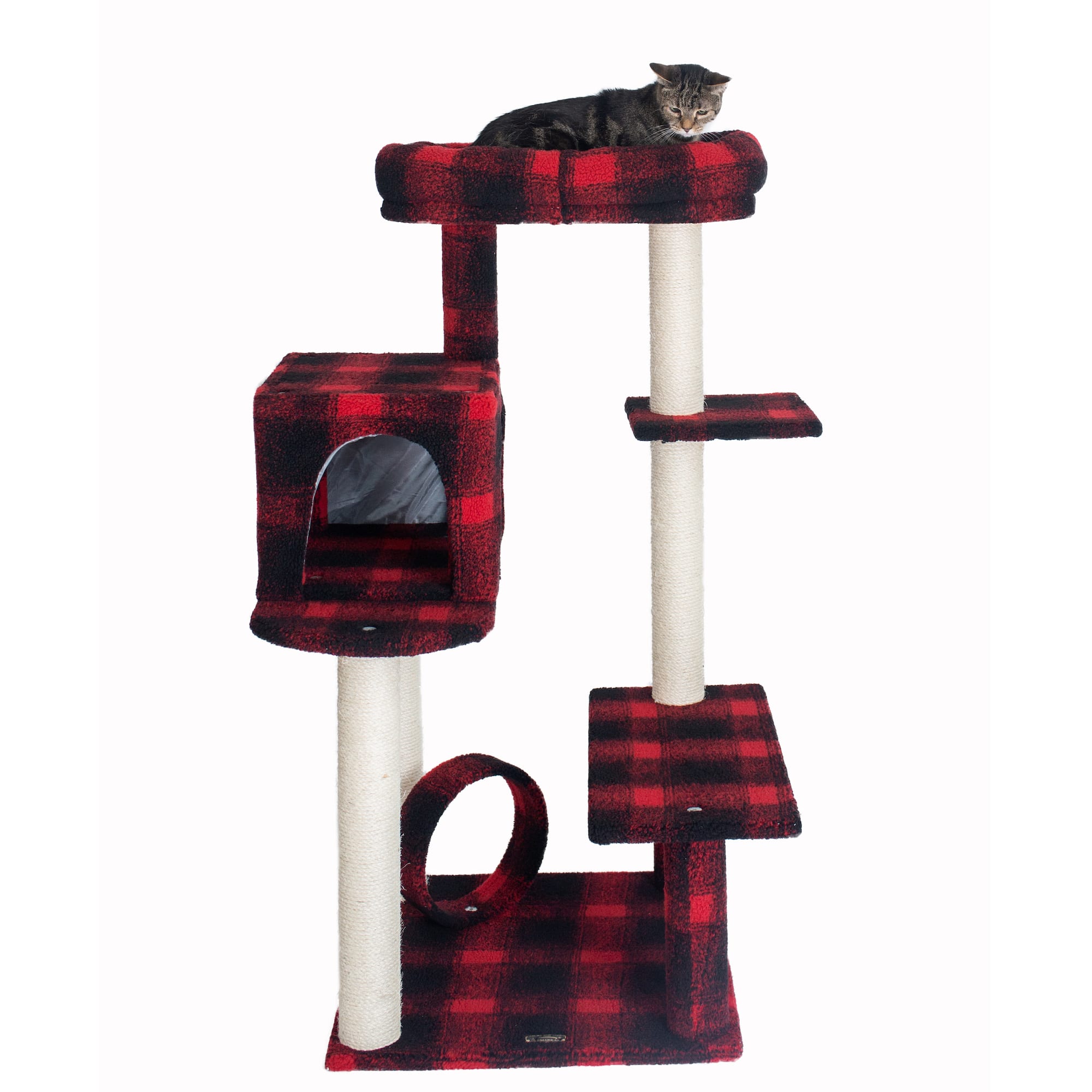 Armarkat Classic Scotch Plaid Real Wood Cat Tree, 50" H Petco