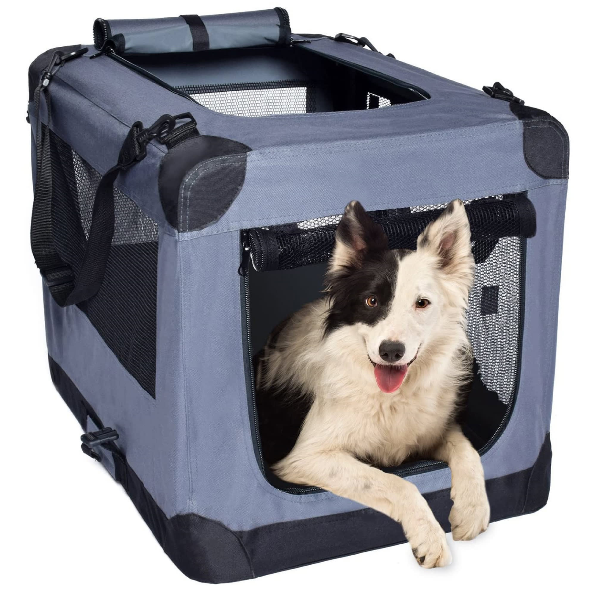 Arf Pets 3 Door Dog Soft Crate Kennel for Pet Indoor Home & Outdoor Use