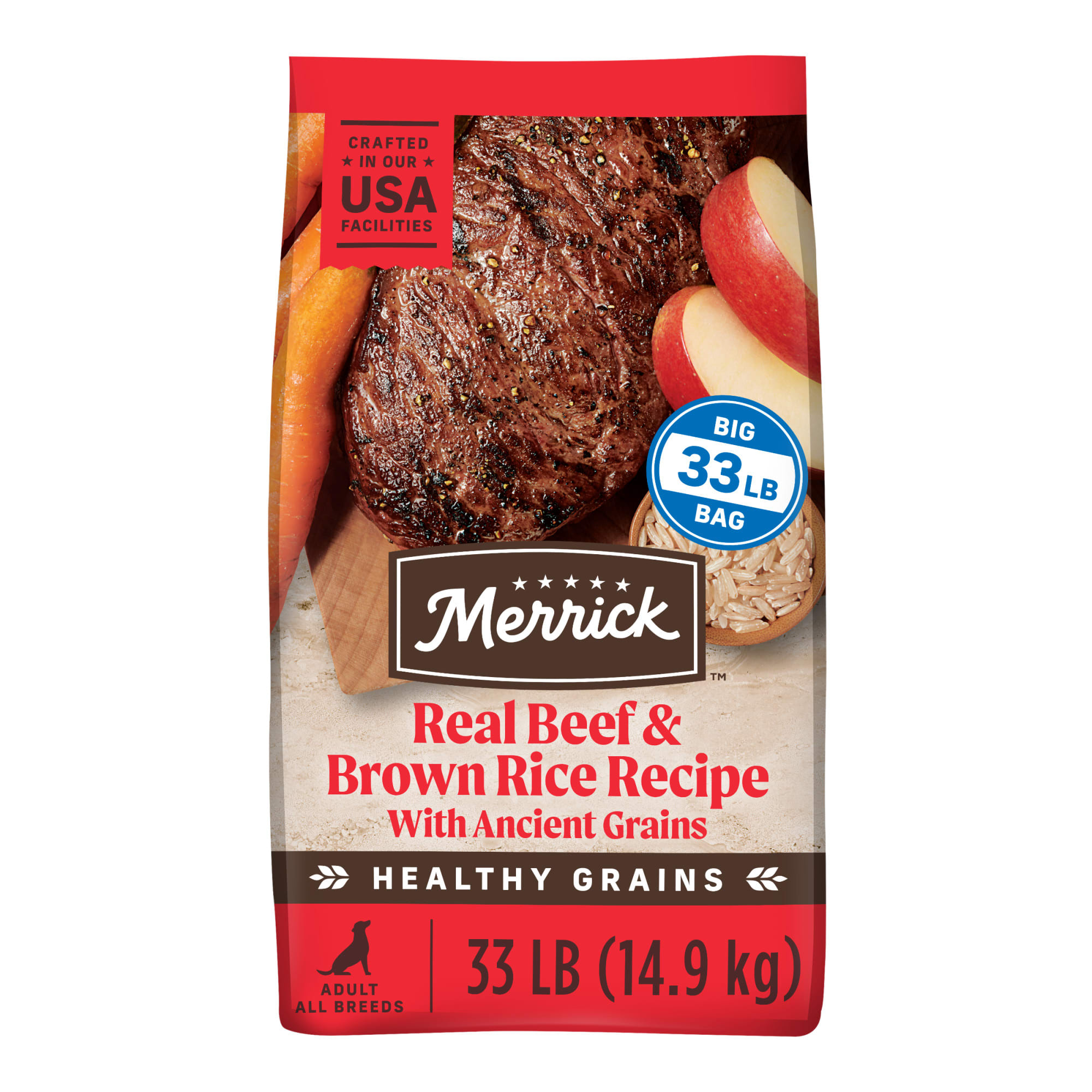 Merrick Classic Healthy Grains Real Beef & Brown Rice Recipe with Ancient  Grains Dry Dog Food, 33 lbs.