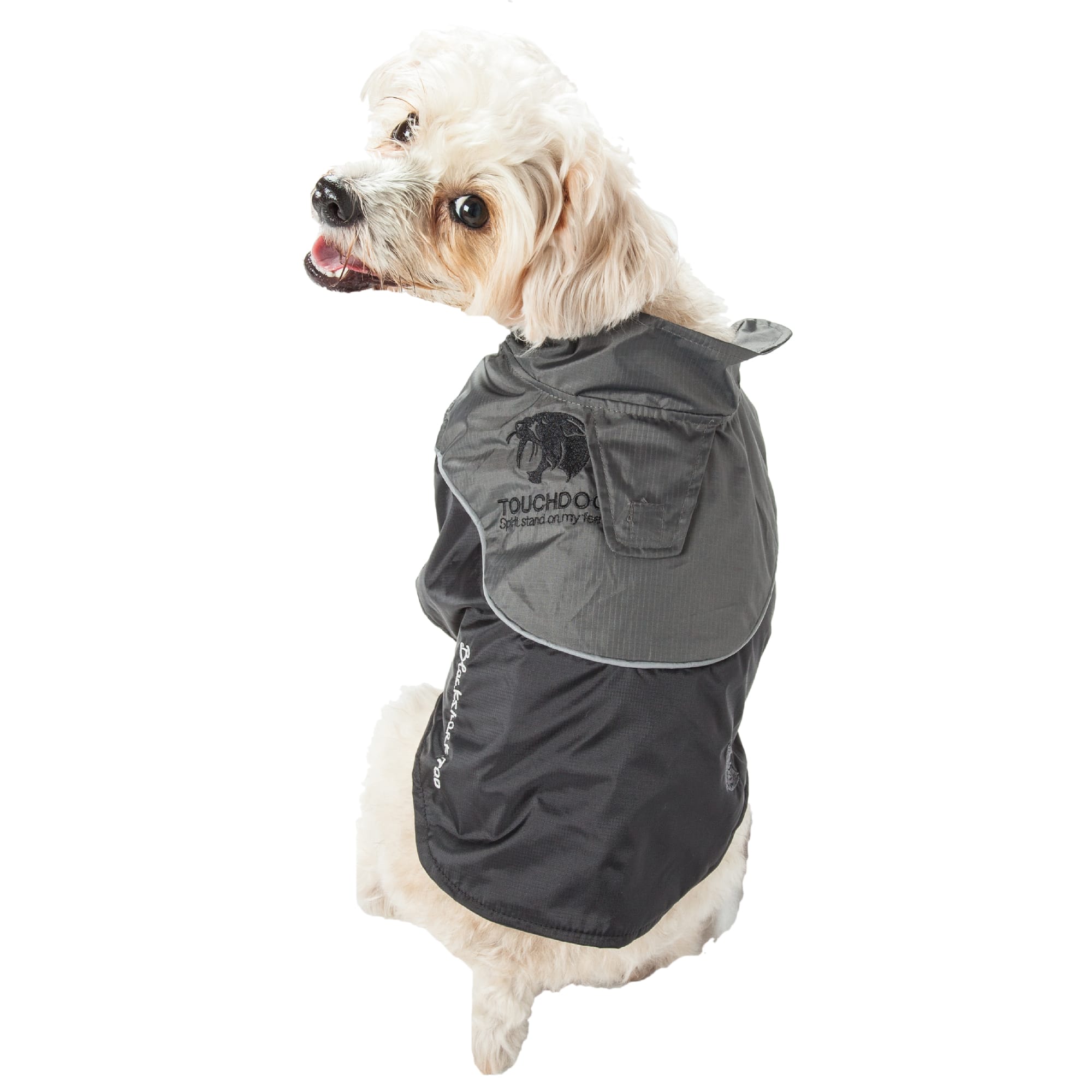 Black TOUCHDOG Subzero-Storm Waterproof 3M Reflective Pet Dog Coat Jacket with Heavy-Duty Velcro w//Blackshark Technology Red X-Small