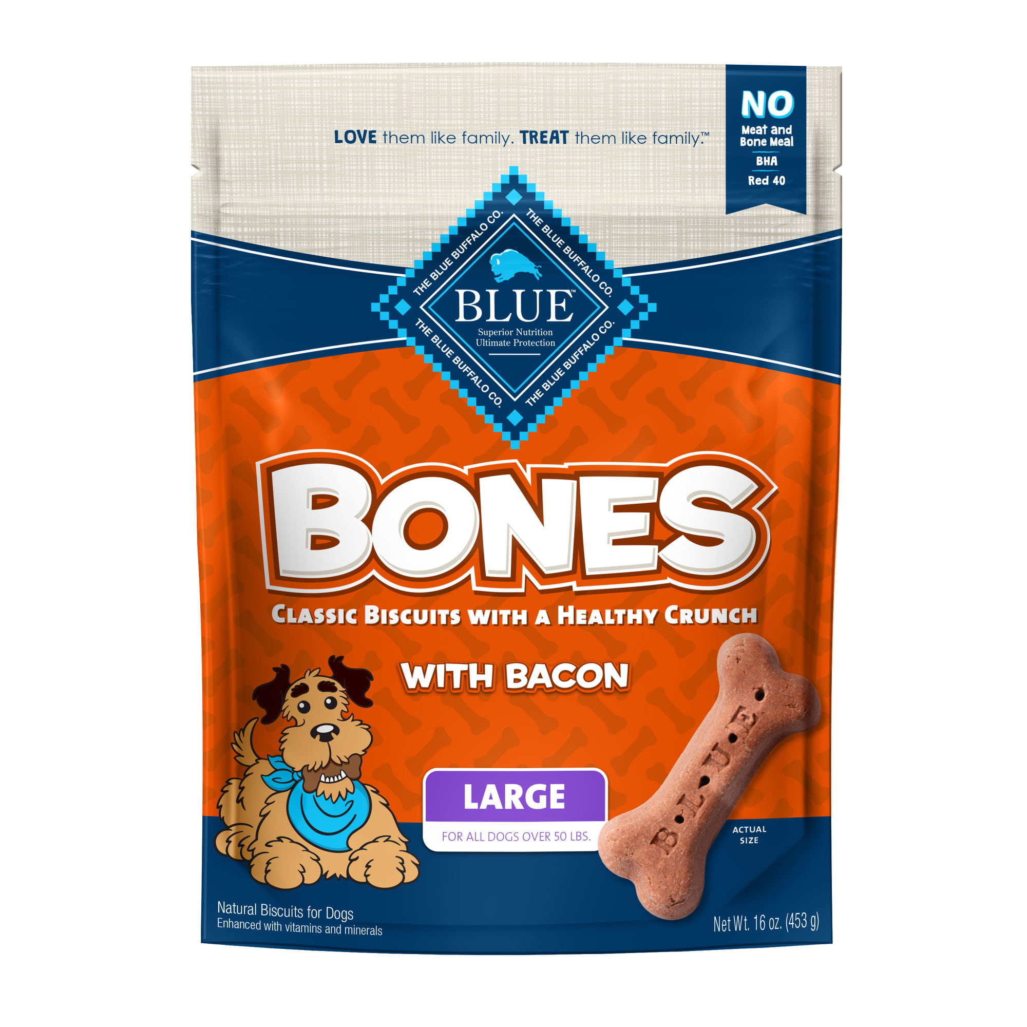 UPC 840243141838 product image for Blue Buffalo Bones Natural Crunchy Bacon Flavor Large Dog Biscuits, 16 oz. | upcitemdb.com