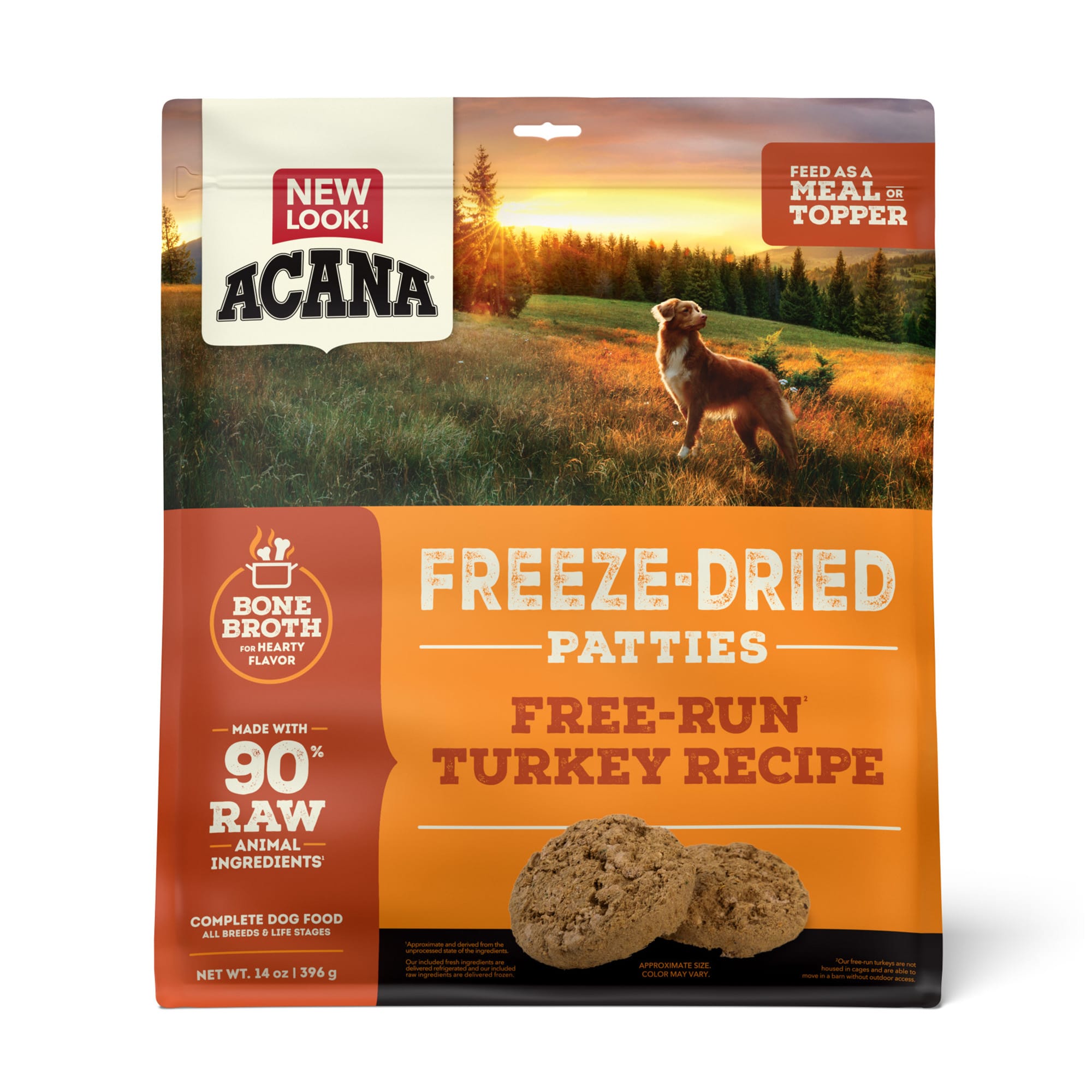 ACANA Grain Free, High Protein, Free-Run Turkey Recipe, Patties Freeze Dried Dog Food & Topper