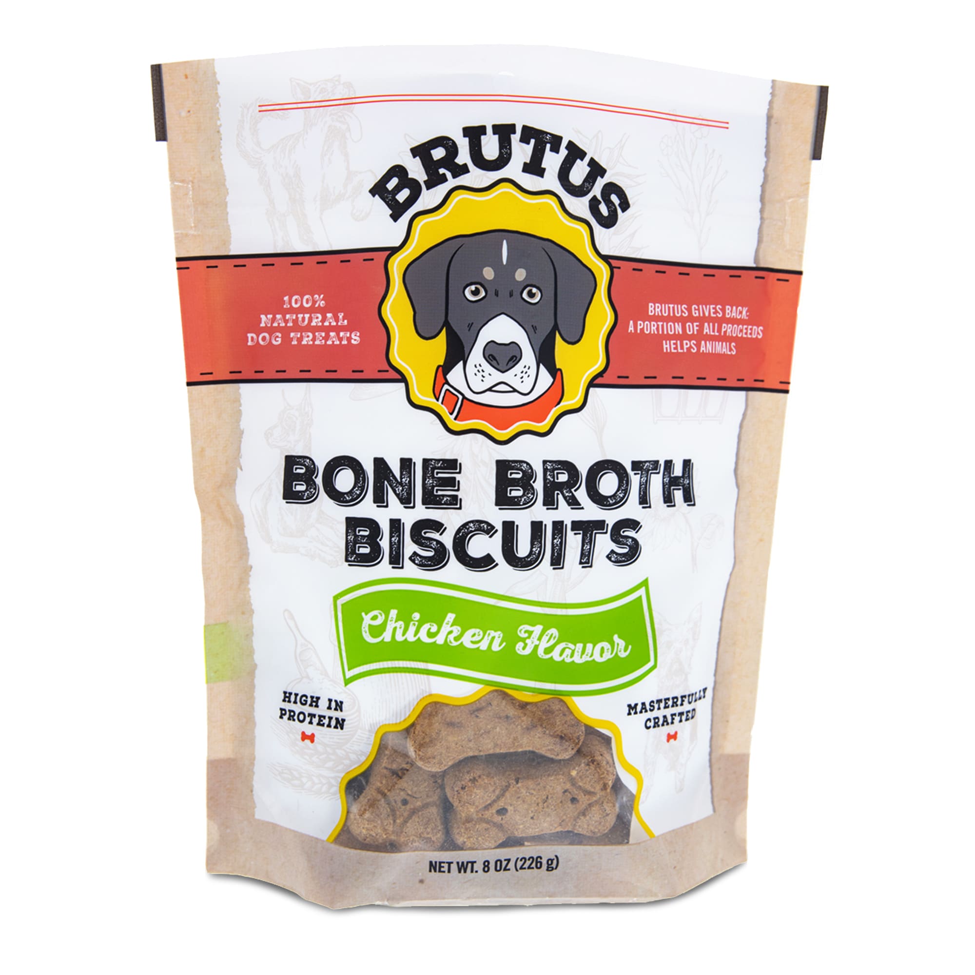 Brutus Chicken Bone Broth Biscuits for Dogs, 8 oz