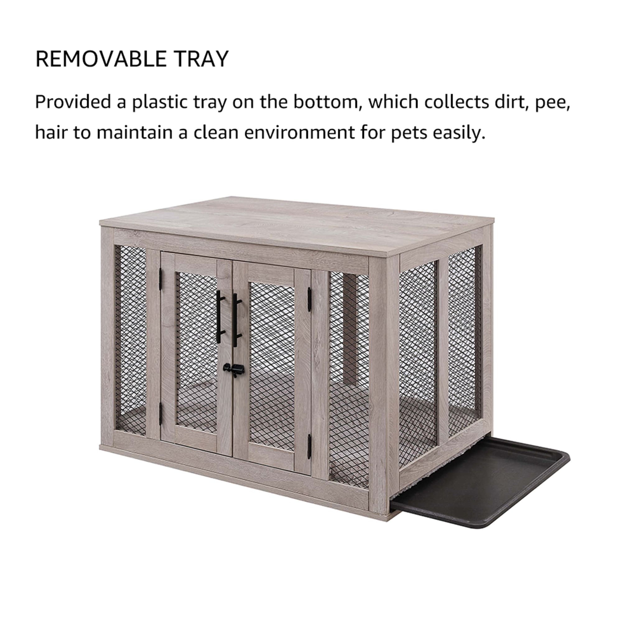 UniPaws Large Dog Crate Cushion Side Table Gray