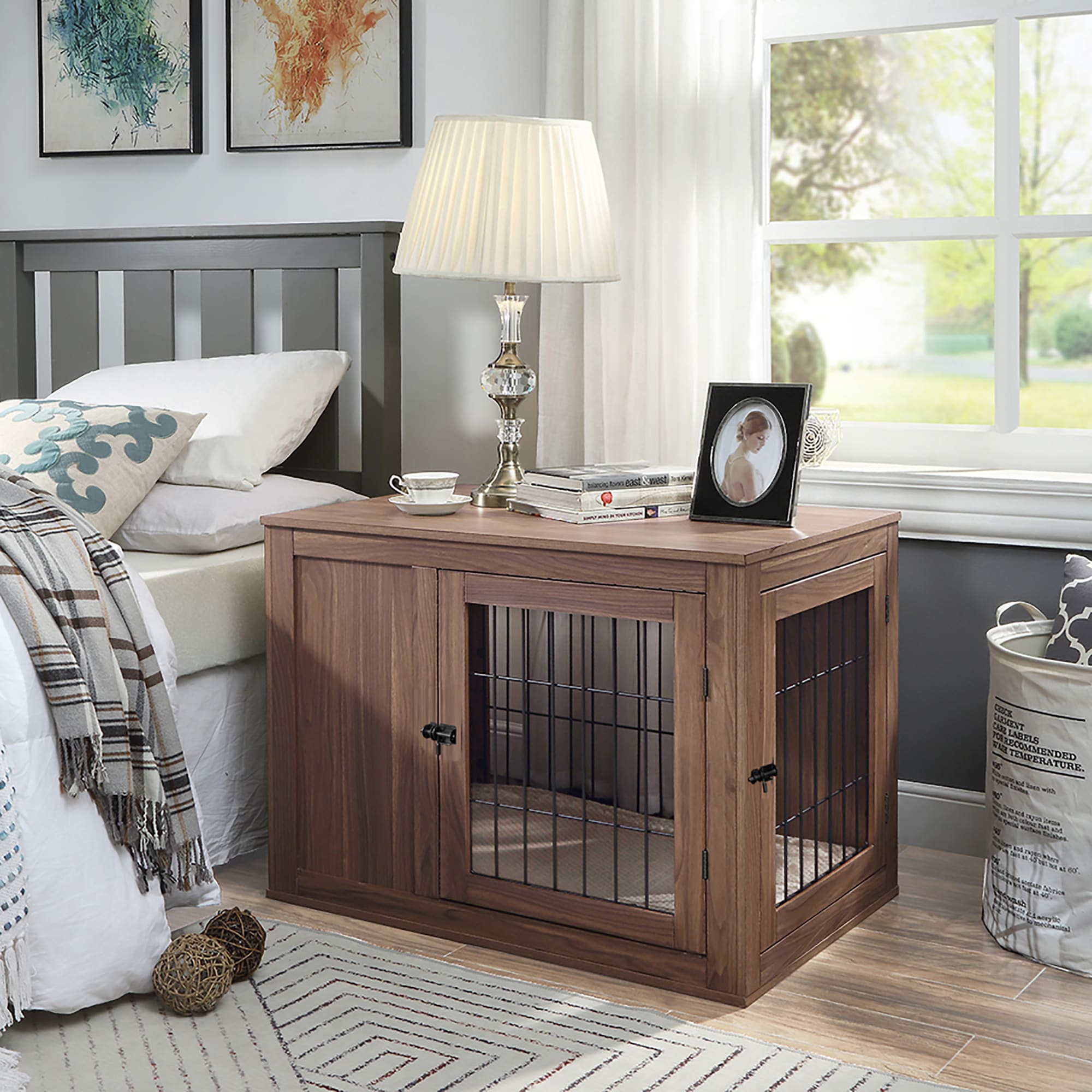 Large dog shop crate end table