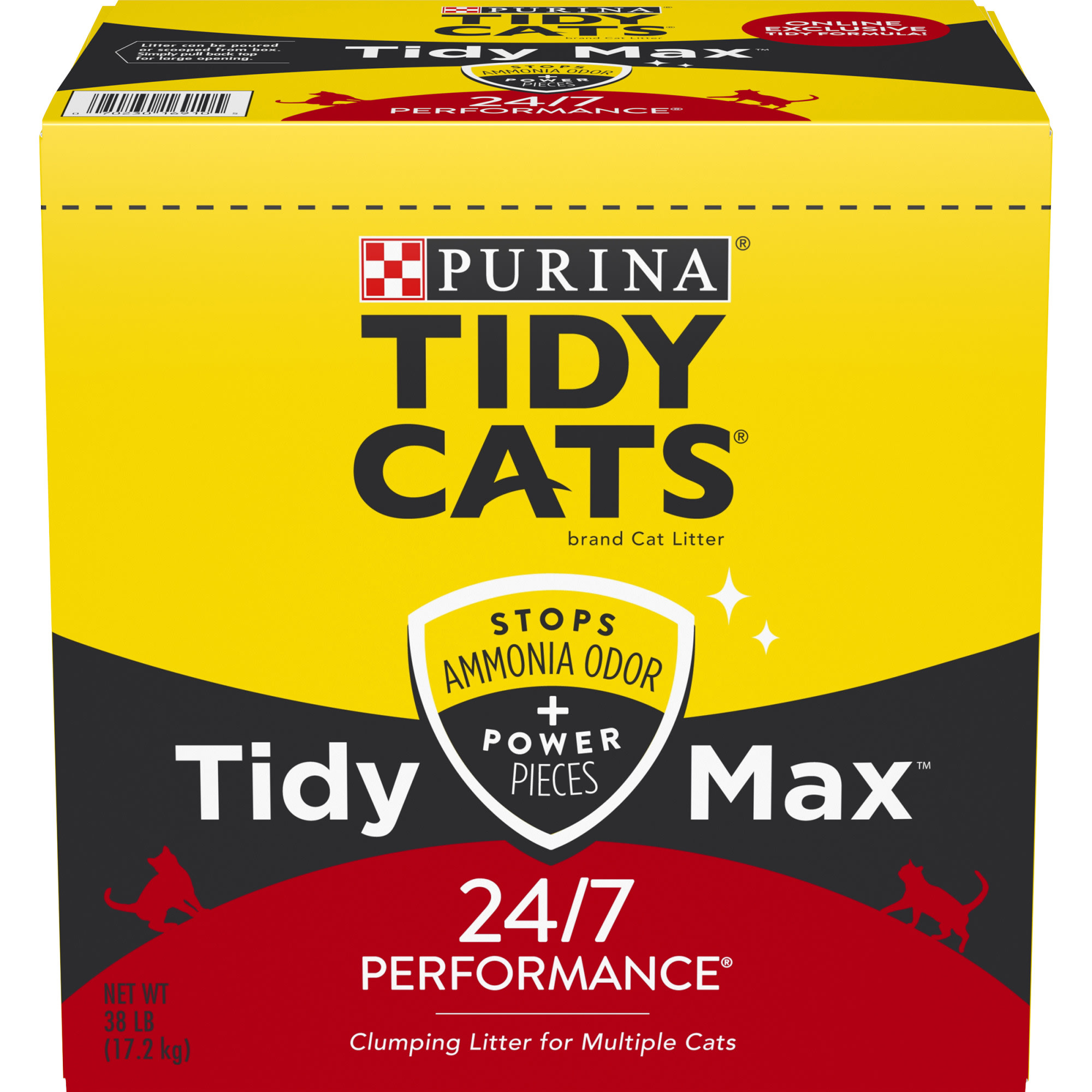 38 lb Purina Tidy Cats Clumping Cat Litter; Tidy Max 24/7 Performance Multi Cat Litter Box