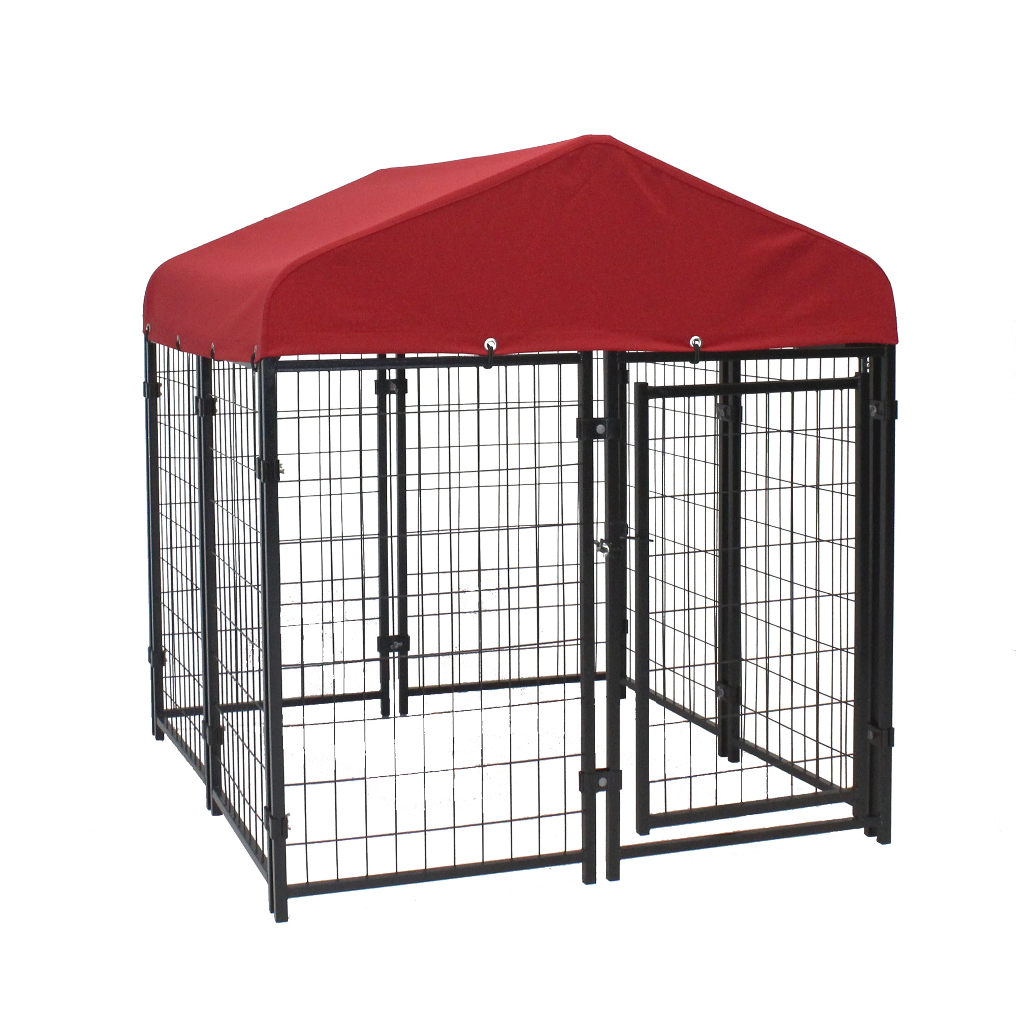 Lucky Dog Pet Resort Kennel Kit With Sunbrella Firehouse Red Cover 48 L X 48 W X 52 H Petco