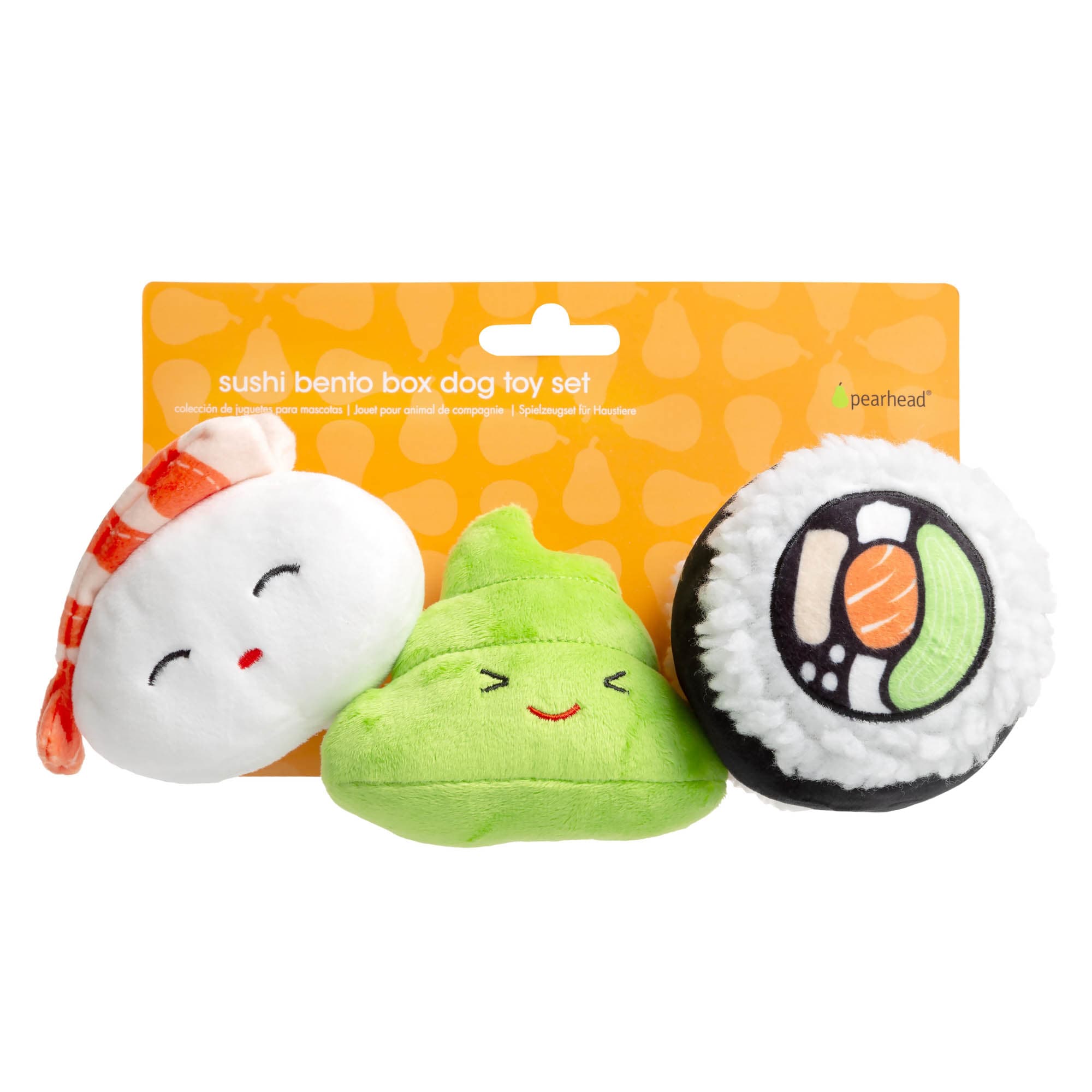 Pearhead Pet Sushi Plush Squeaker Dog Toys, Pack of 3