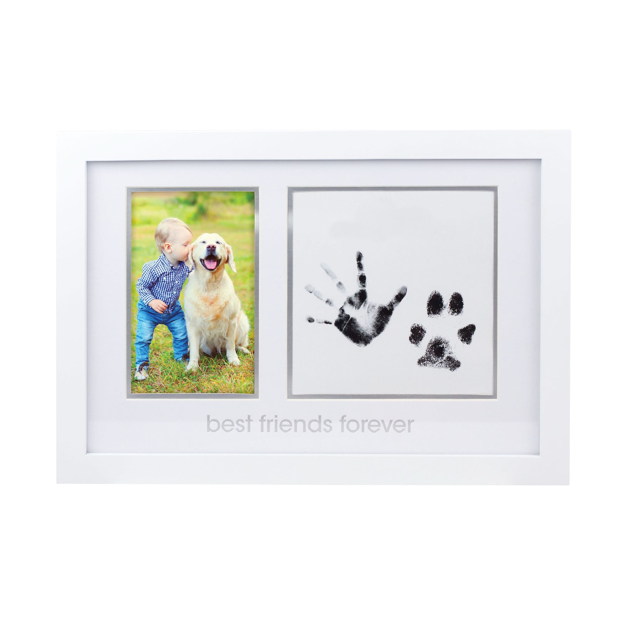 Pearhead Pet Best Friends Forever Picture Frame and Pawprints Ink Pad Kit in White