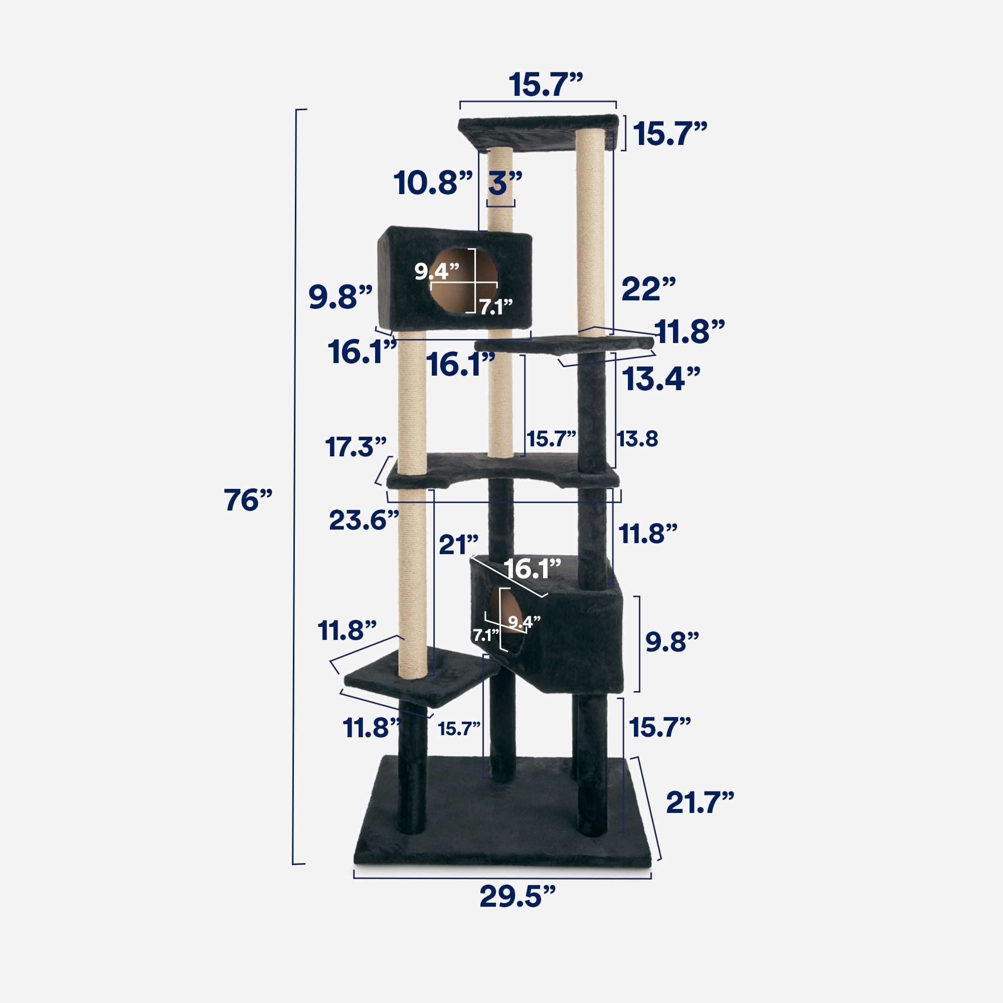 Animaze 6 Level Black Cat Tree 76
