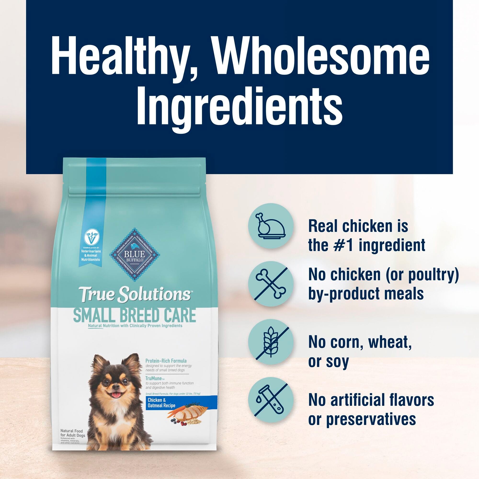 Blue Buffalo True Solutions Small & Mighty Natural Small Breed Adult Dry Dog Food, Chicken 4-lb