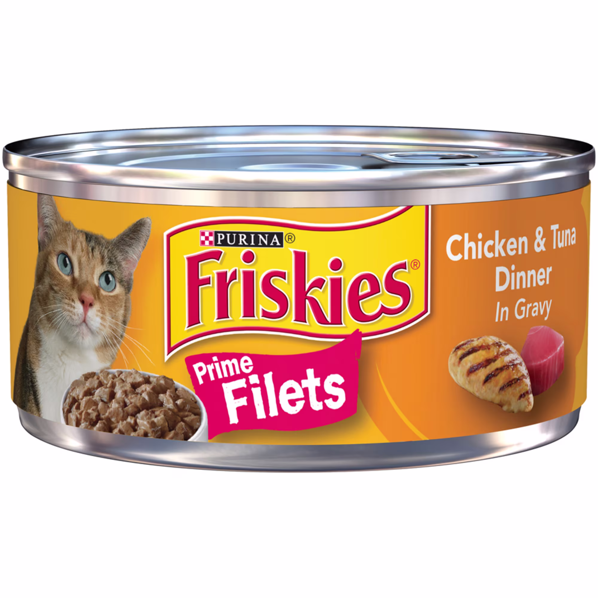 Friskies Prime Filets Chicken & Tuna Canned Cat Food in Gravy, Case of 24