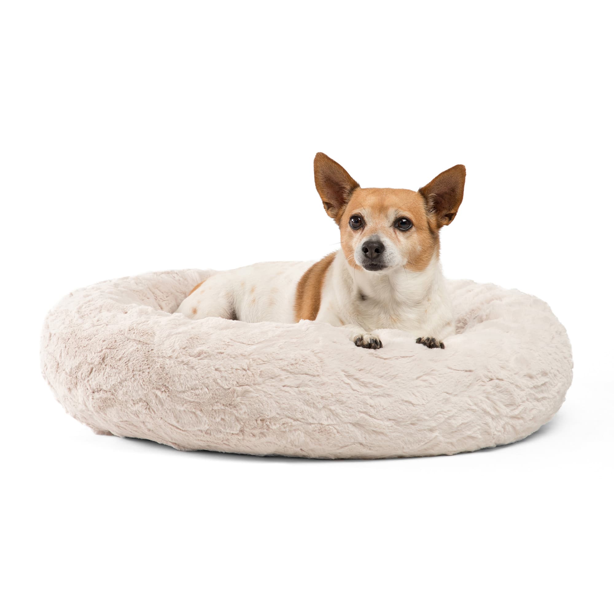 Best Friends by Sheri Donut Cuddler Lux Fur Pet Dog Bed  23 x23  Oyster