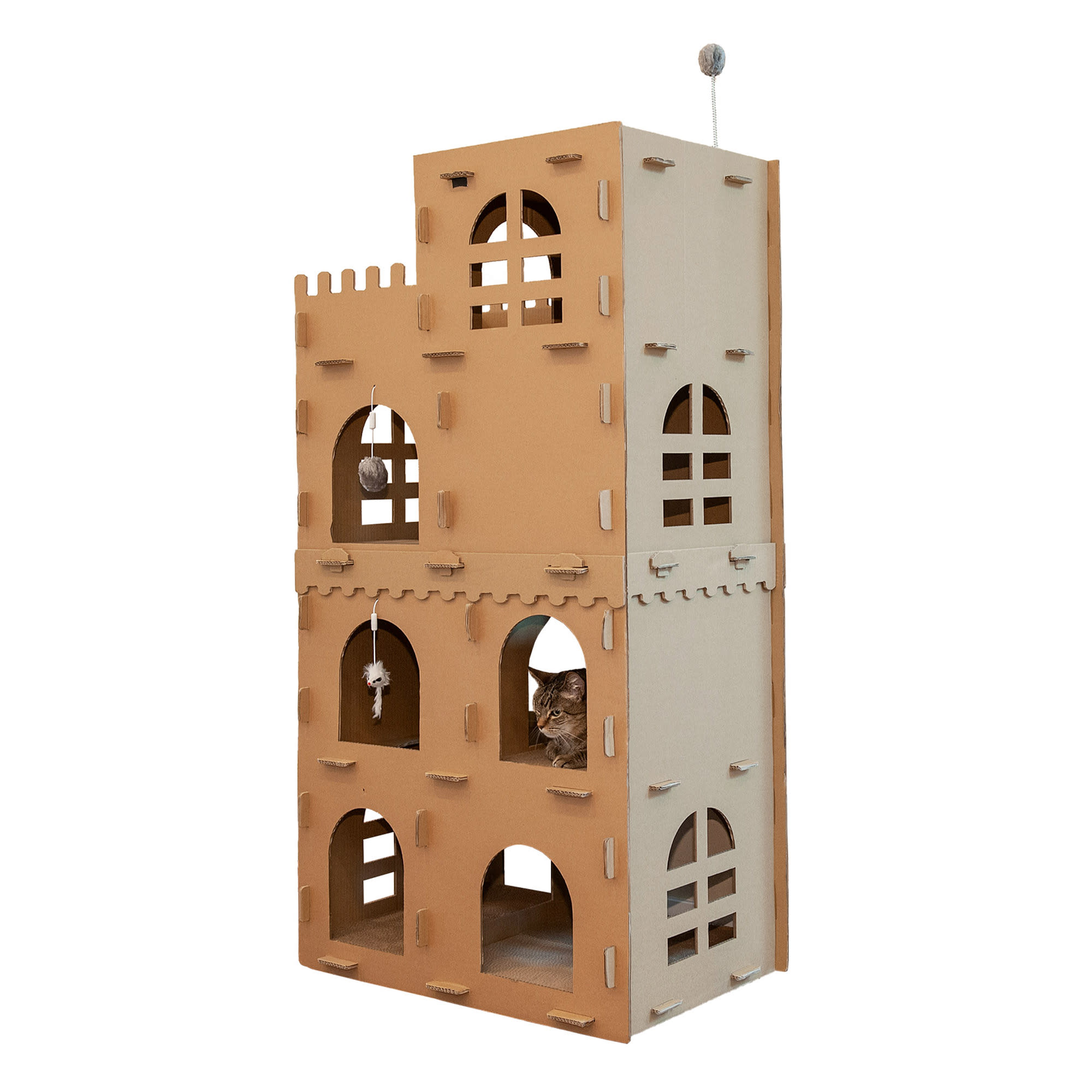 FurHaven Deluxe Castle Cat Scratcher & Play Tower