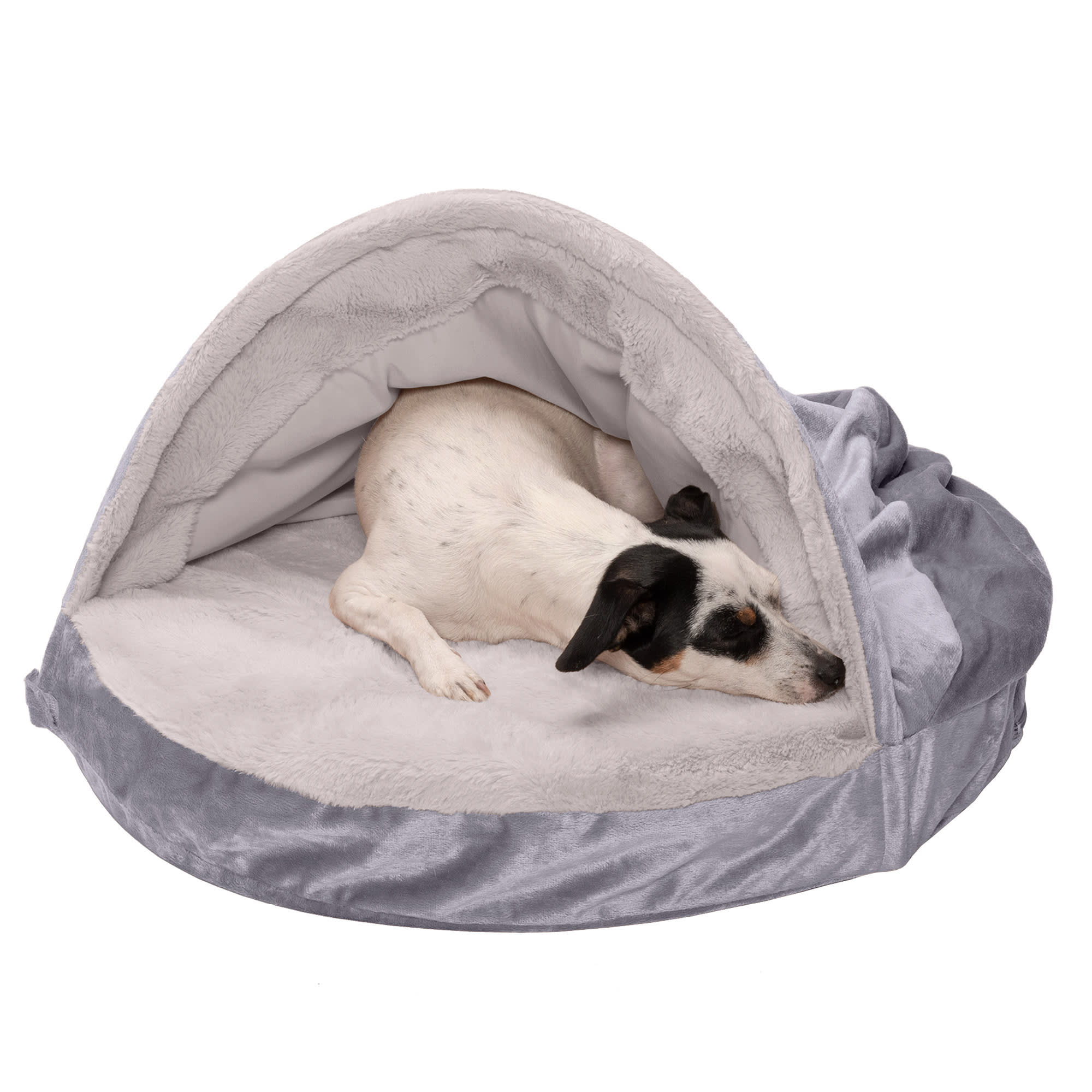 FurHaven Snuggery Orthopedic Pet Bed with Hood & Velvet Fur