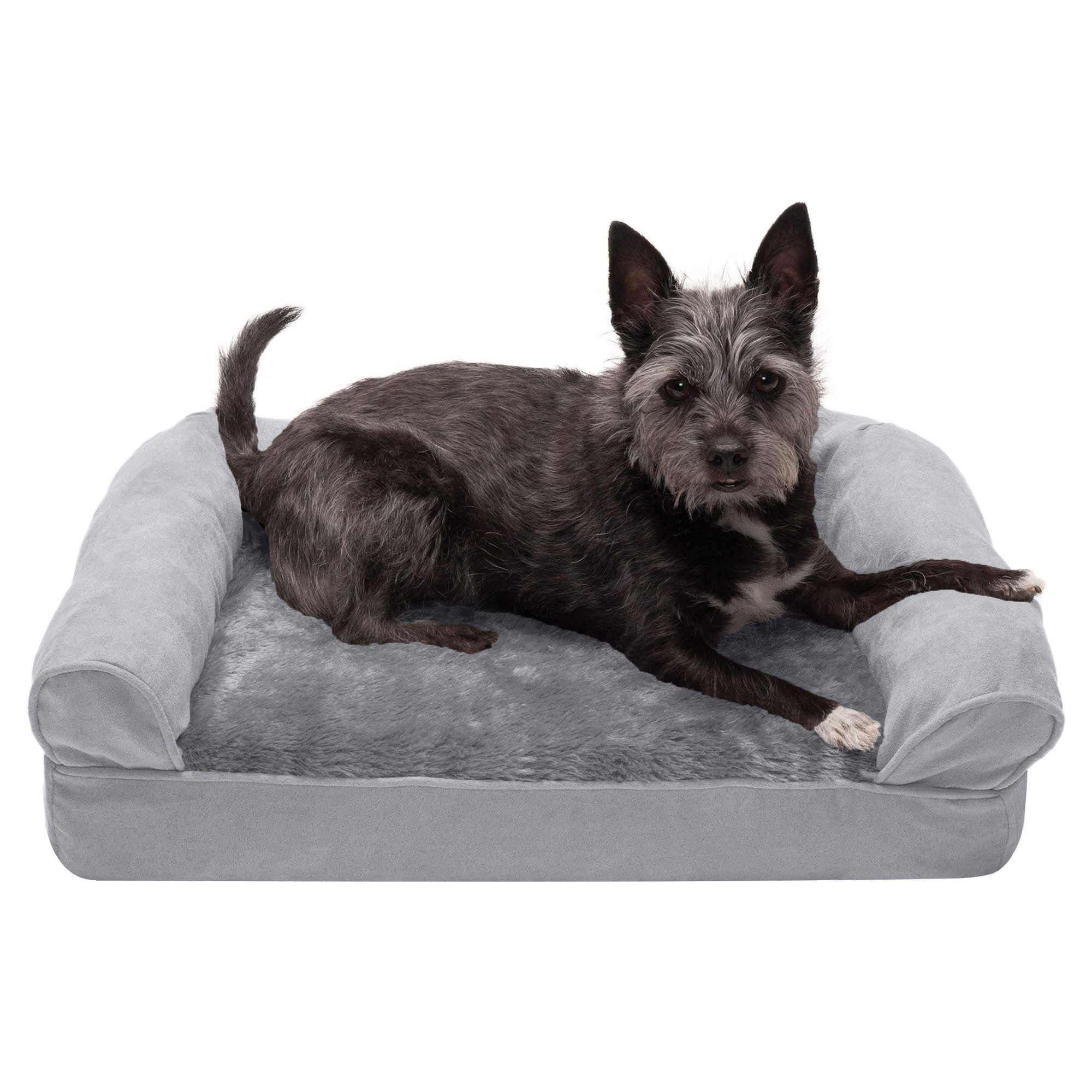 FurHaven Plush & Suede Orthopedic Sofa Pet Bed Small Gray