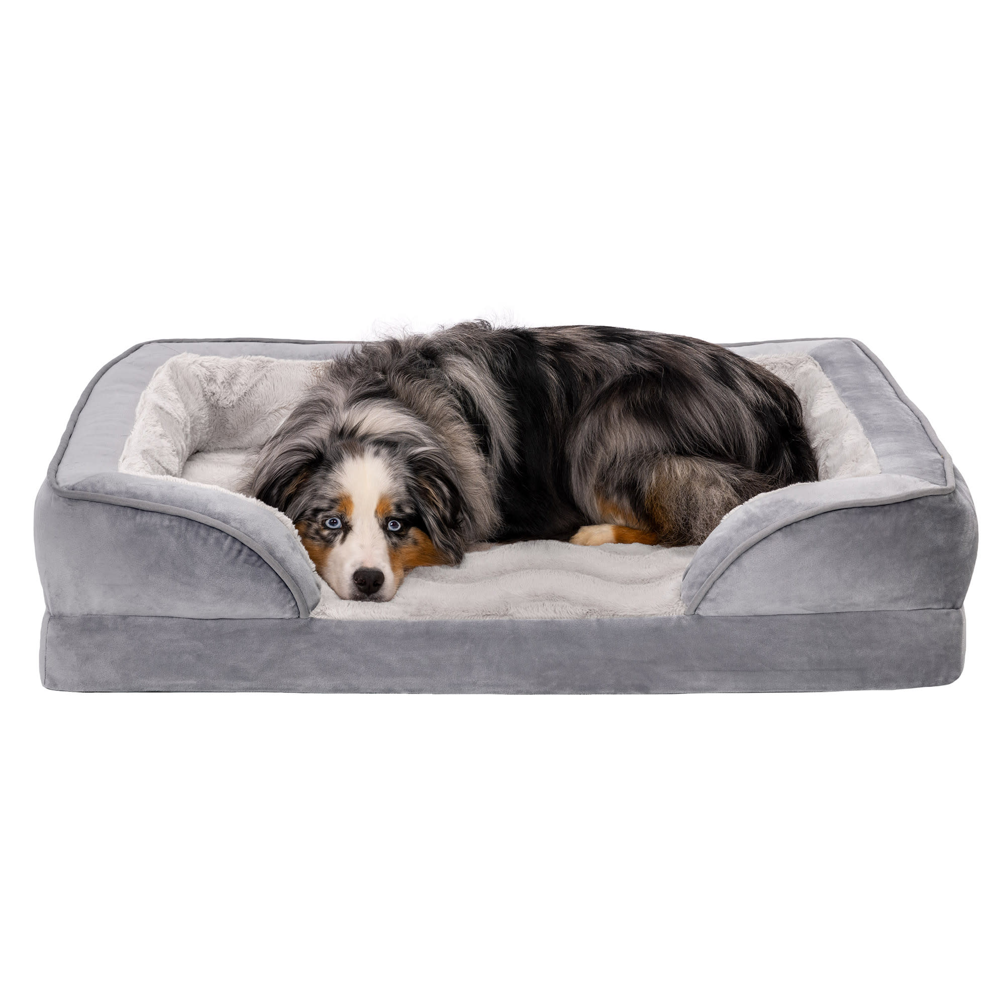 FurHaven Velvet Waves Orthopedic Dog Sofa Bed, Large Gray