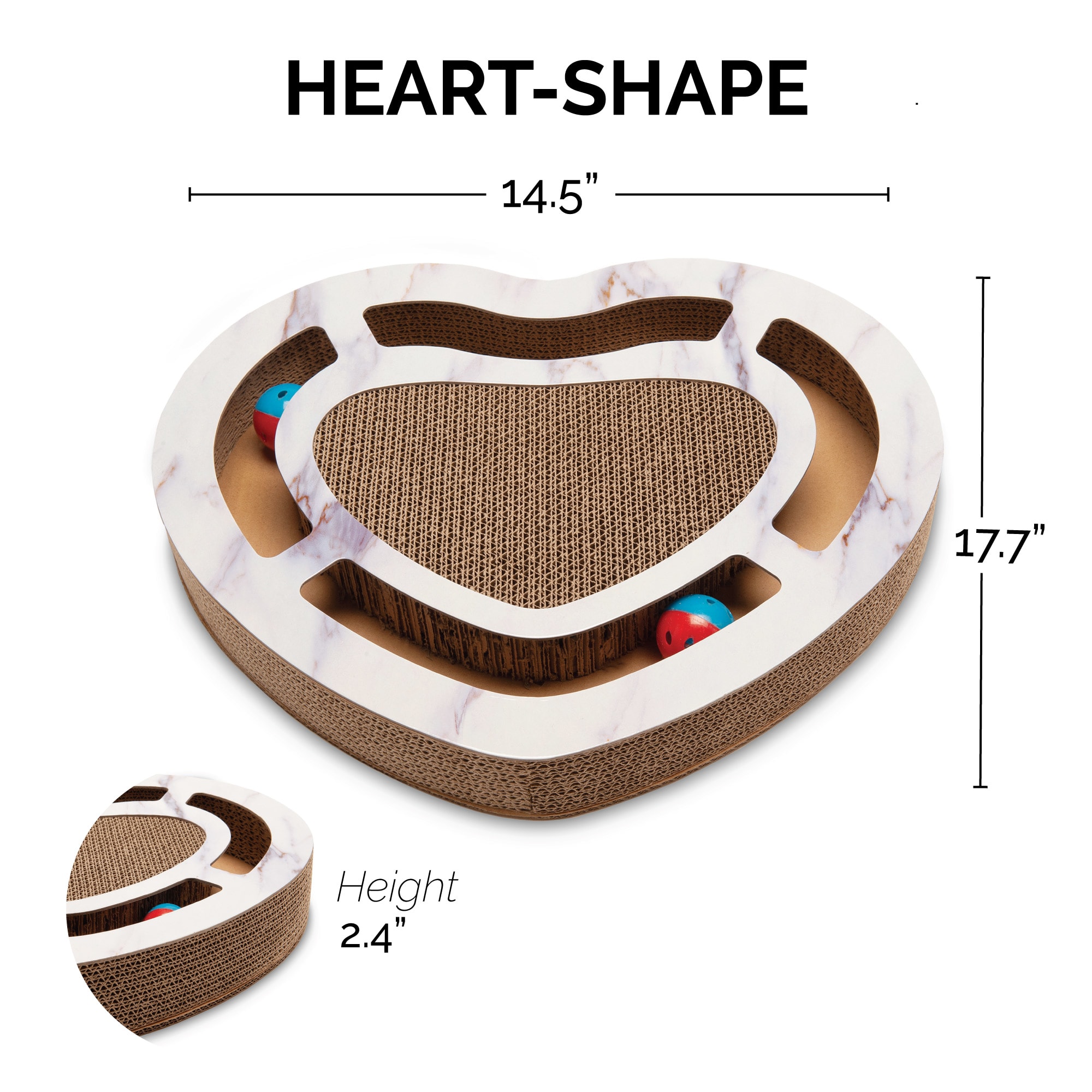FurHaven HeartShape Corrugated Cat Scratcher with Catnip and 2 Ring