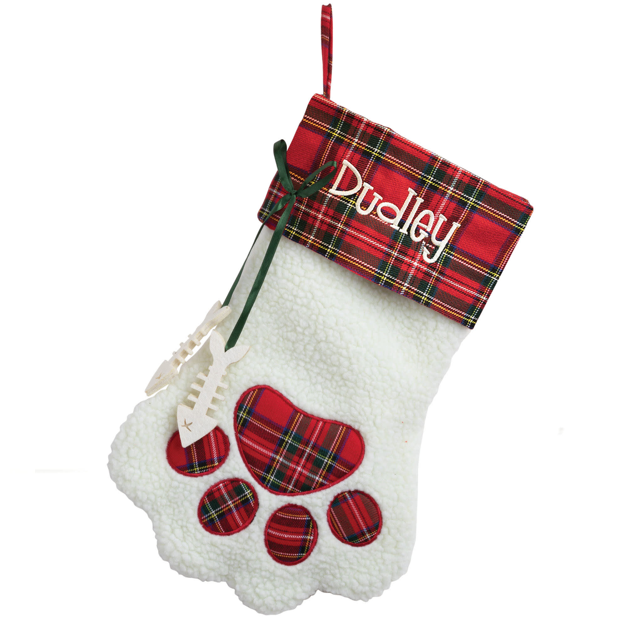 Custom Personalization Solutions Personalized Red Paid Cat Paw Stocking