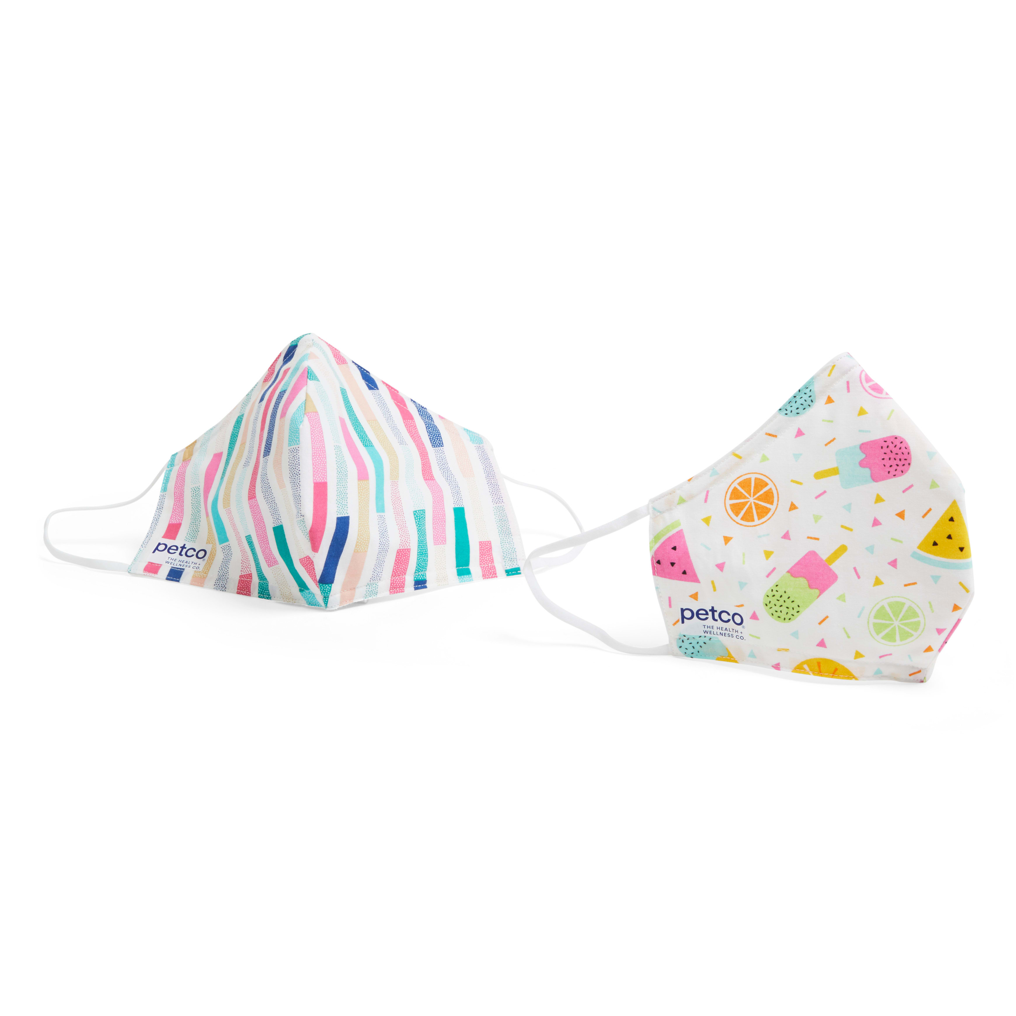 Petco Popsicles & Stripes Face Masks, Pack of 2, One Size Fits All, Multi-Color