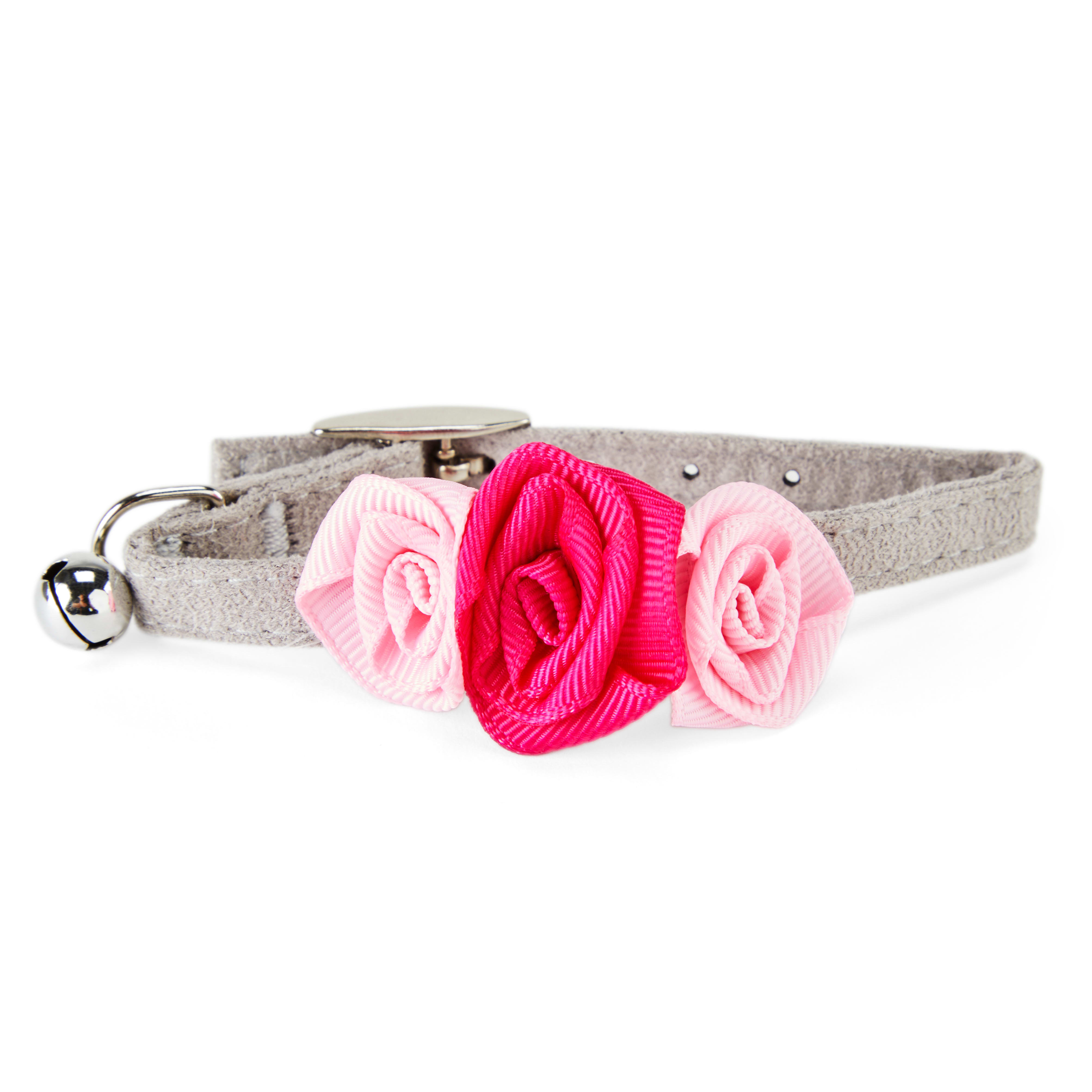 YOULY Fancy Gray Kitten Collar with Pink Bow