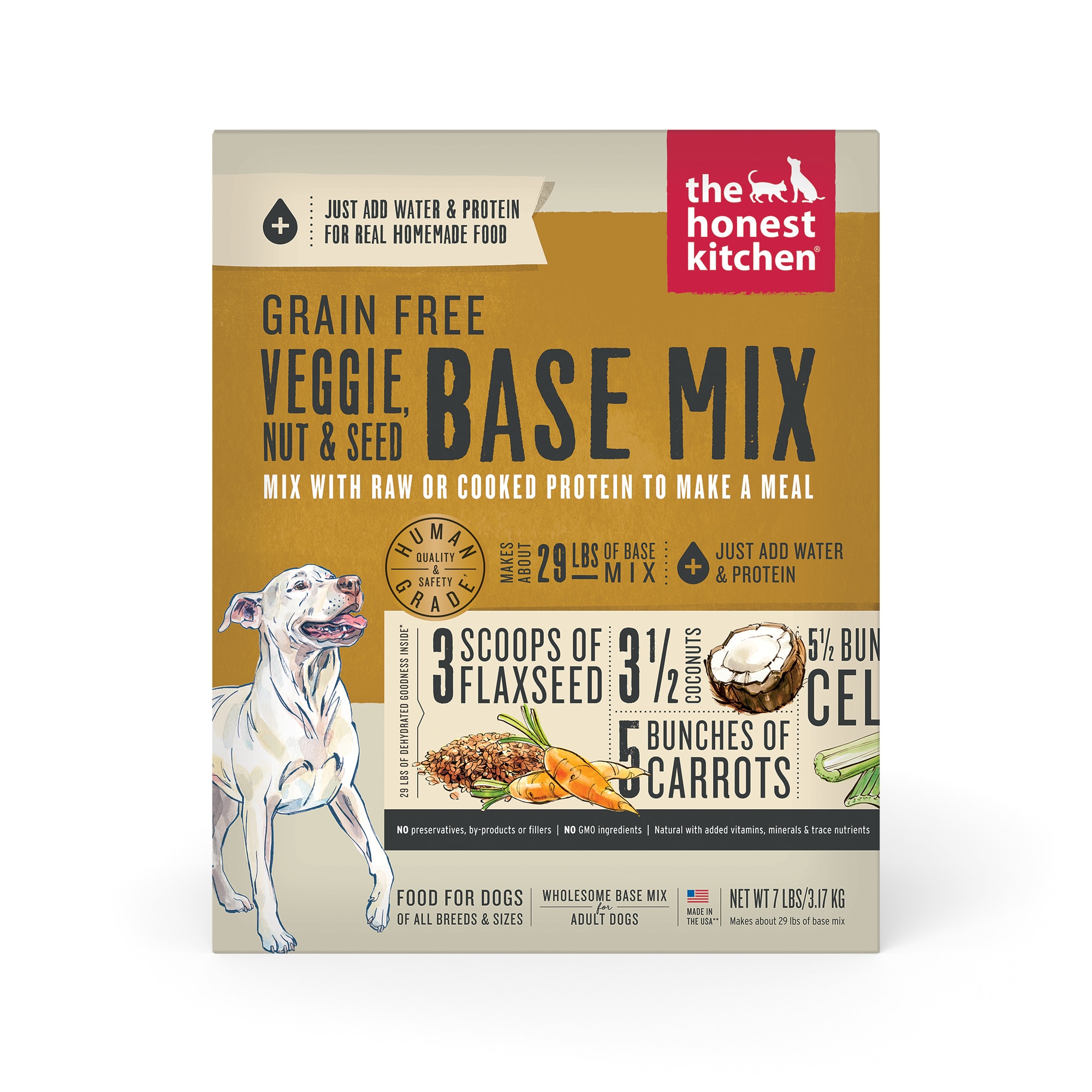 The Honest Kitchen Dehydrated Grain Free Veggie, Nut & Seed Base Mix Recipe  Dog Food, 7 lbs.