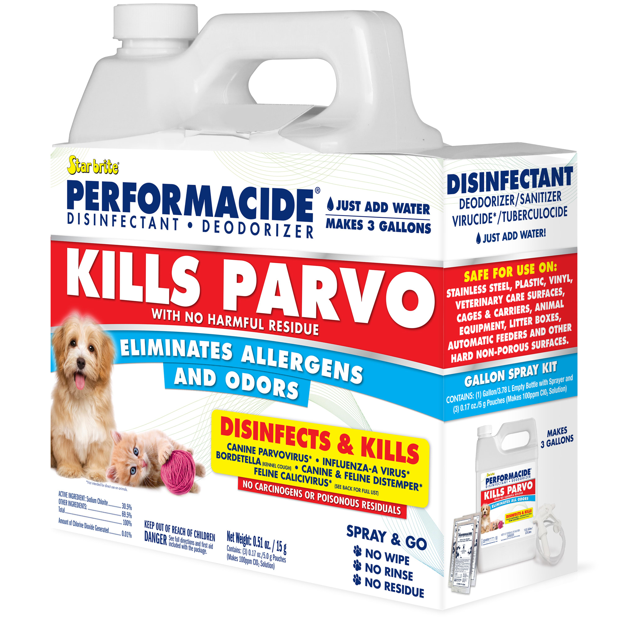 Performacide Starbrite Kills Parvo Disinfectant Kit For Dogs 1 Gallon Pack Of 3 Petco