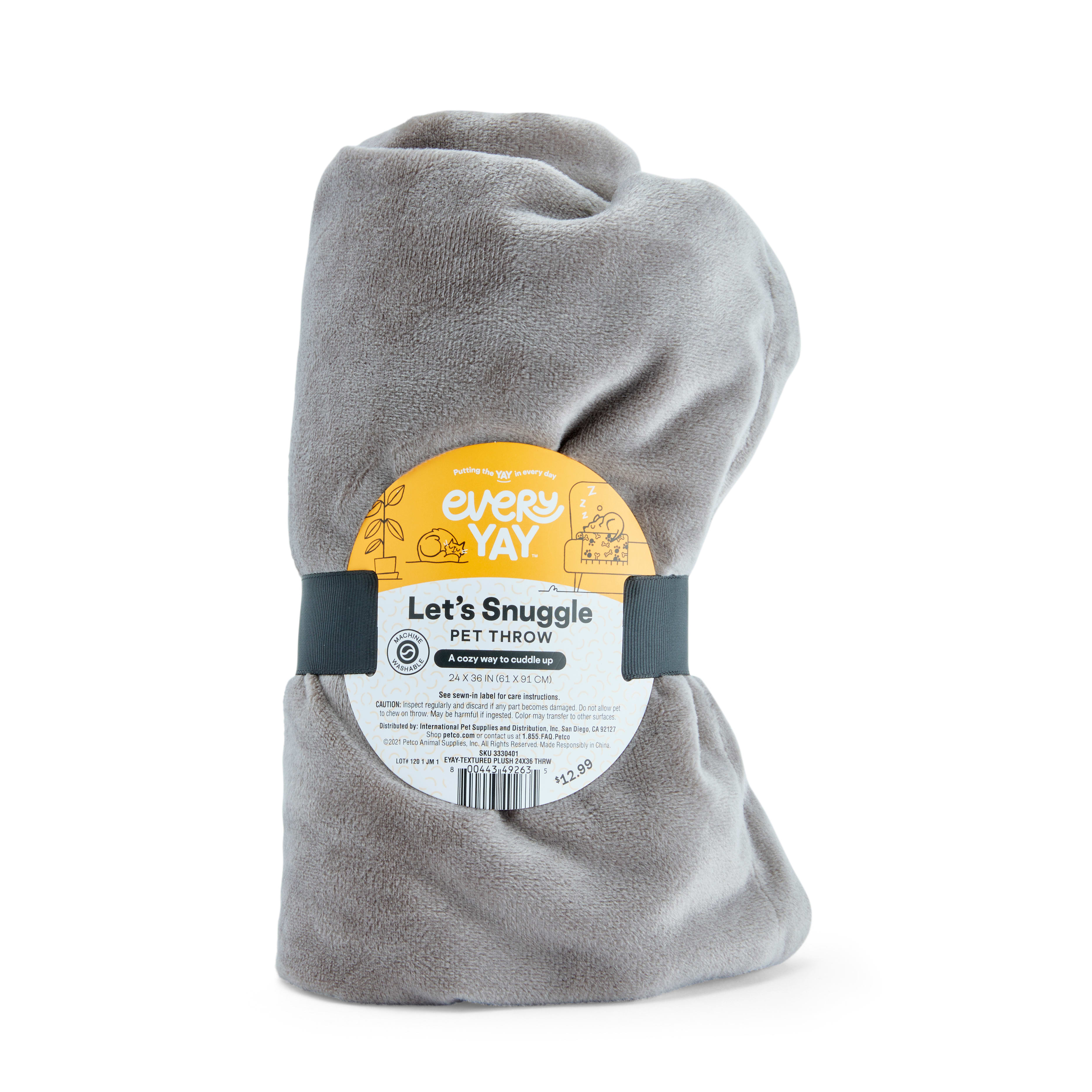 EveryYay Let s Snuggle Grey TeXtured Plush Pet Throw 24