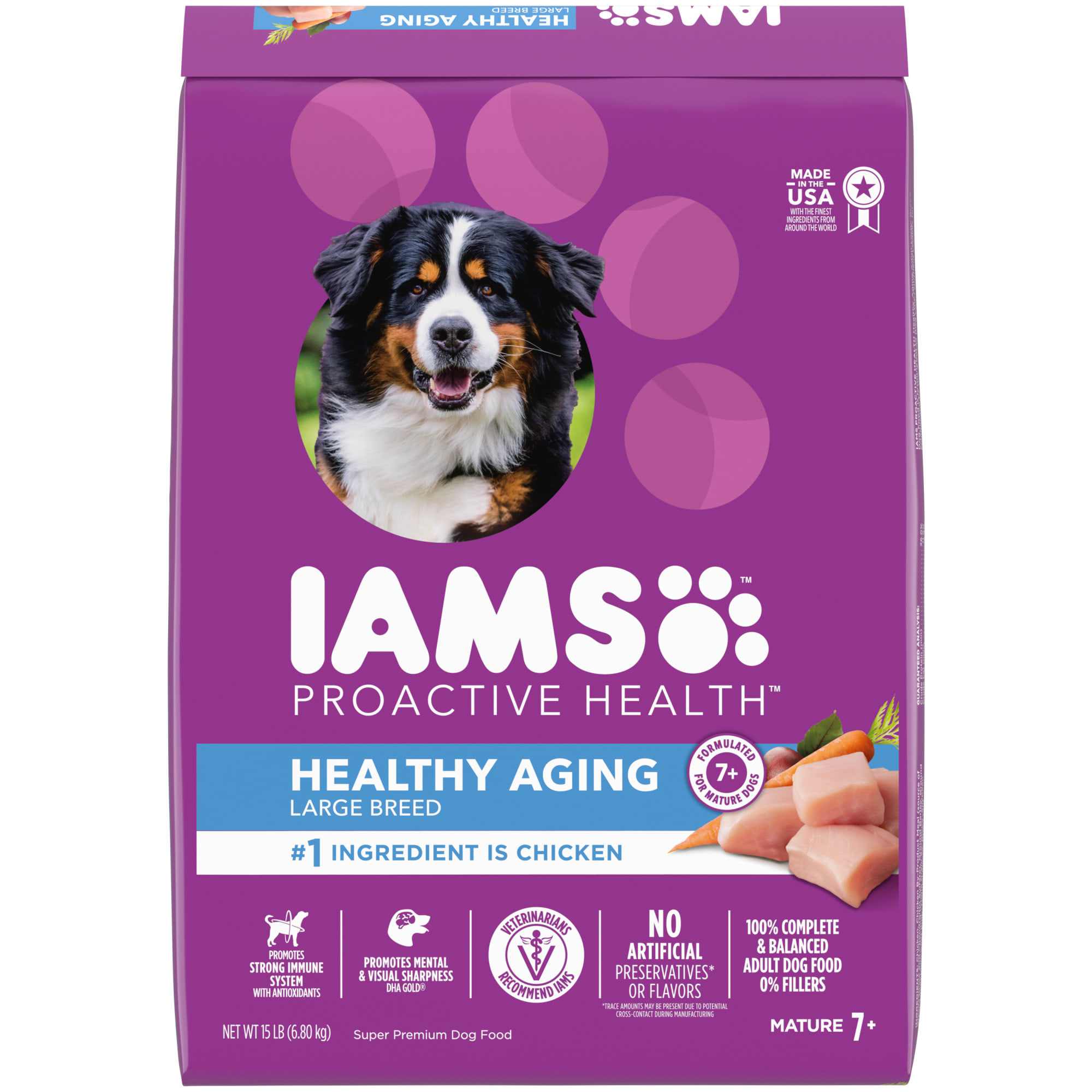 IAMS PROACTIVE HEALTH Healthy Aging Large Breed Dry Senior Dog Food with Real Chicken 15 lbs