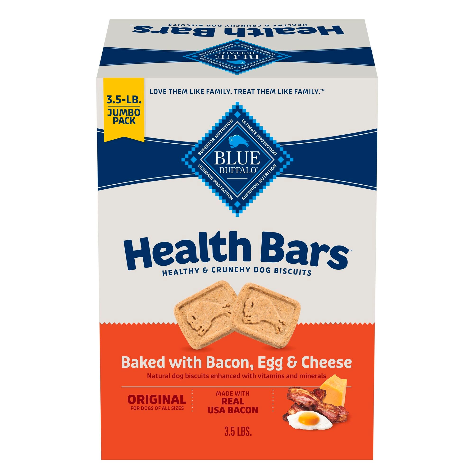 Blue Buffalo Health Bars Baked With Bacon Egg And Cheese Natural Crunchy