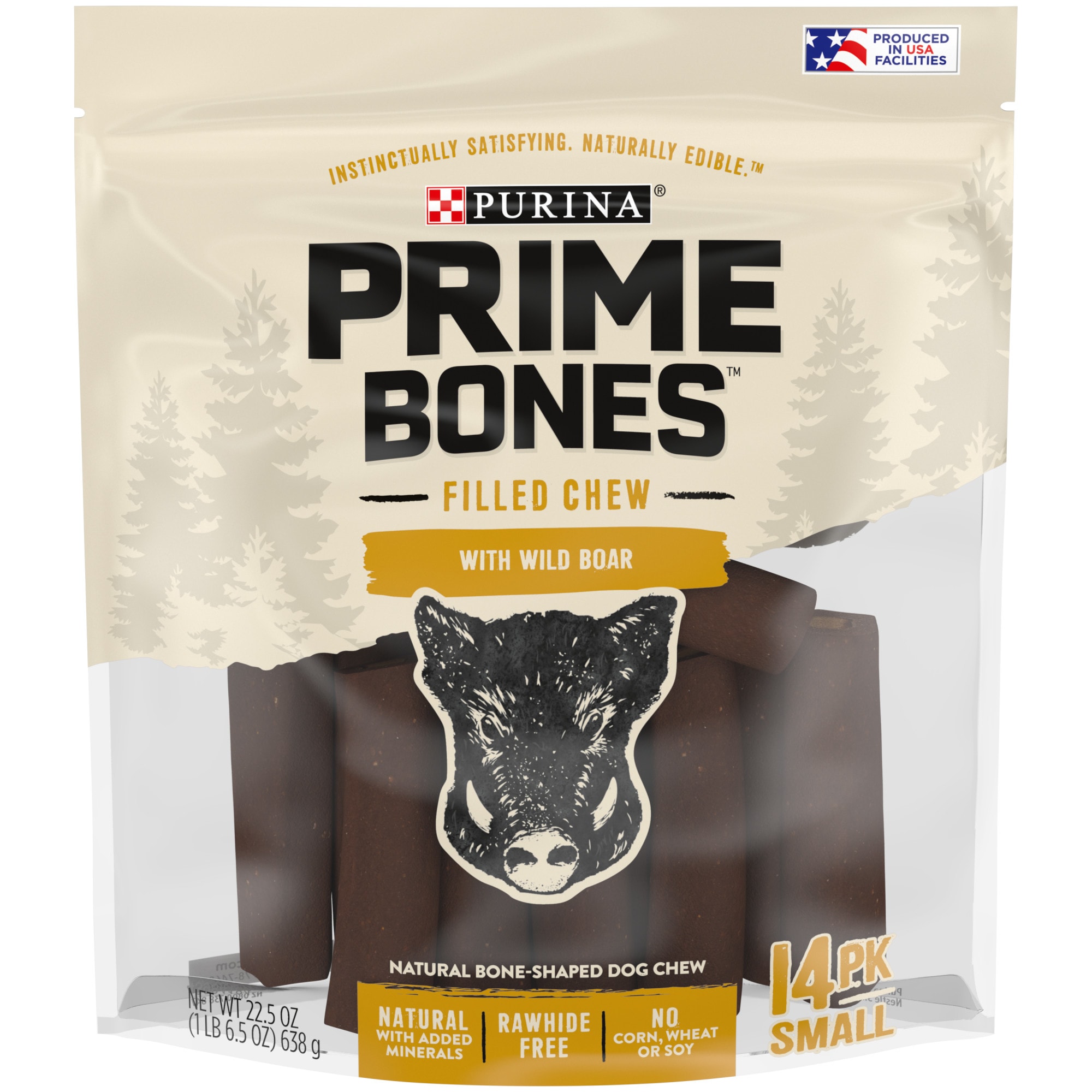 Purina Prime Bones Filled Chew With Wild Boar Natural Bone Shaped For Small Dogs 22 5 Oz Count Of 14 Petco