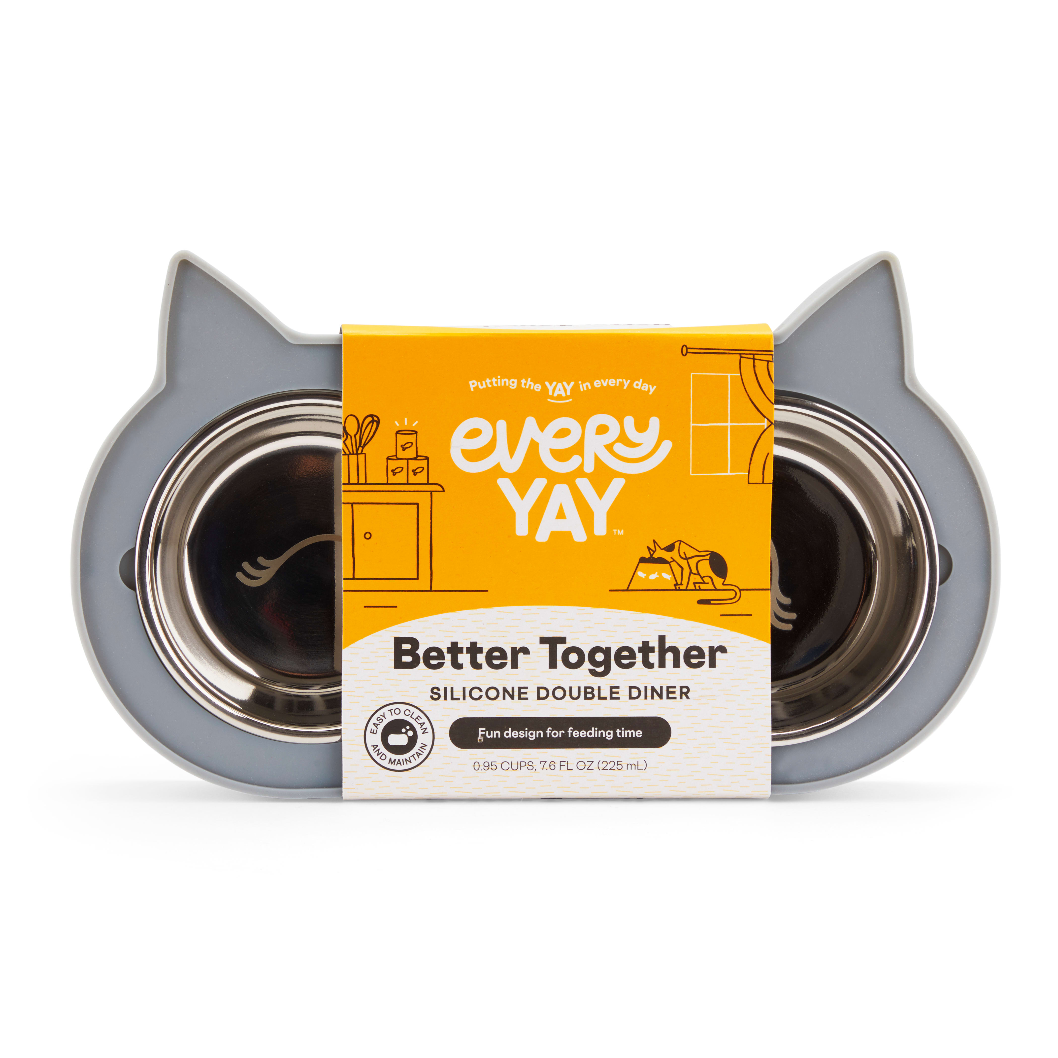 EveryYay Better Together Elevated Stainless-Steel Cat Bowl, 0.75 Cups