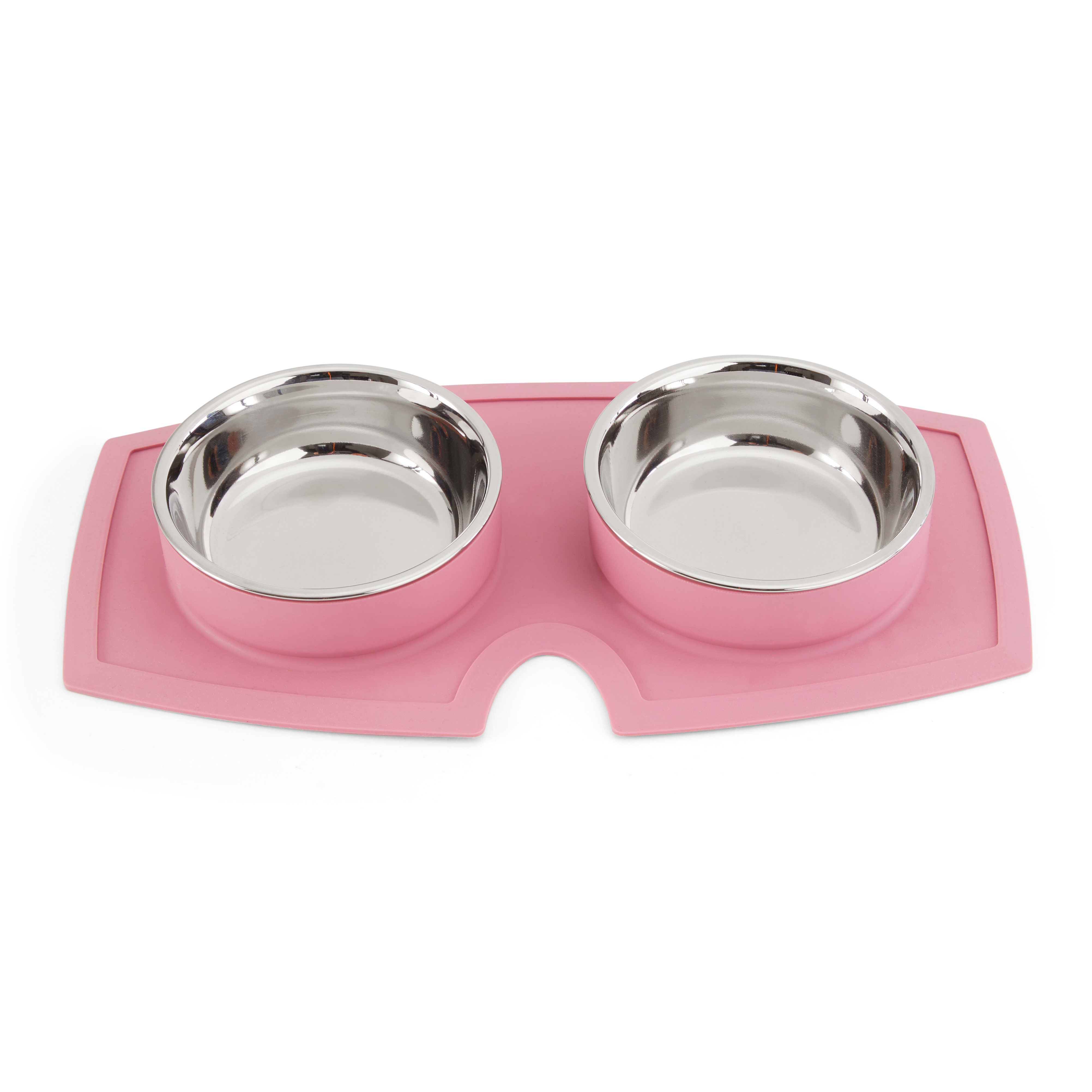 EveryYay Dining In Silicone Double Diner Dog Bowl Set - Easy-to