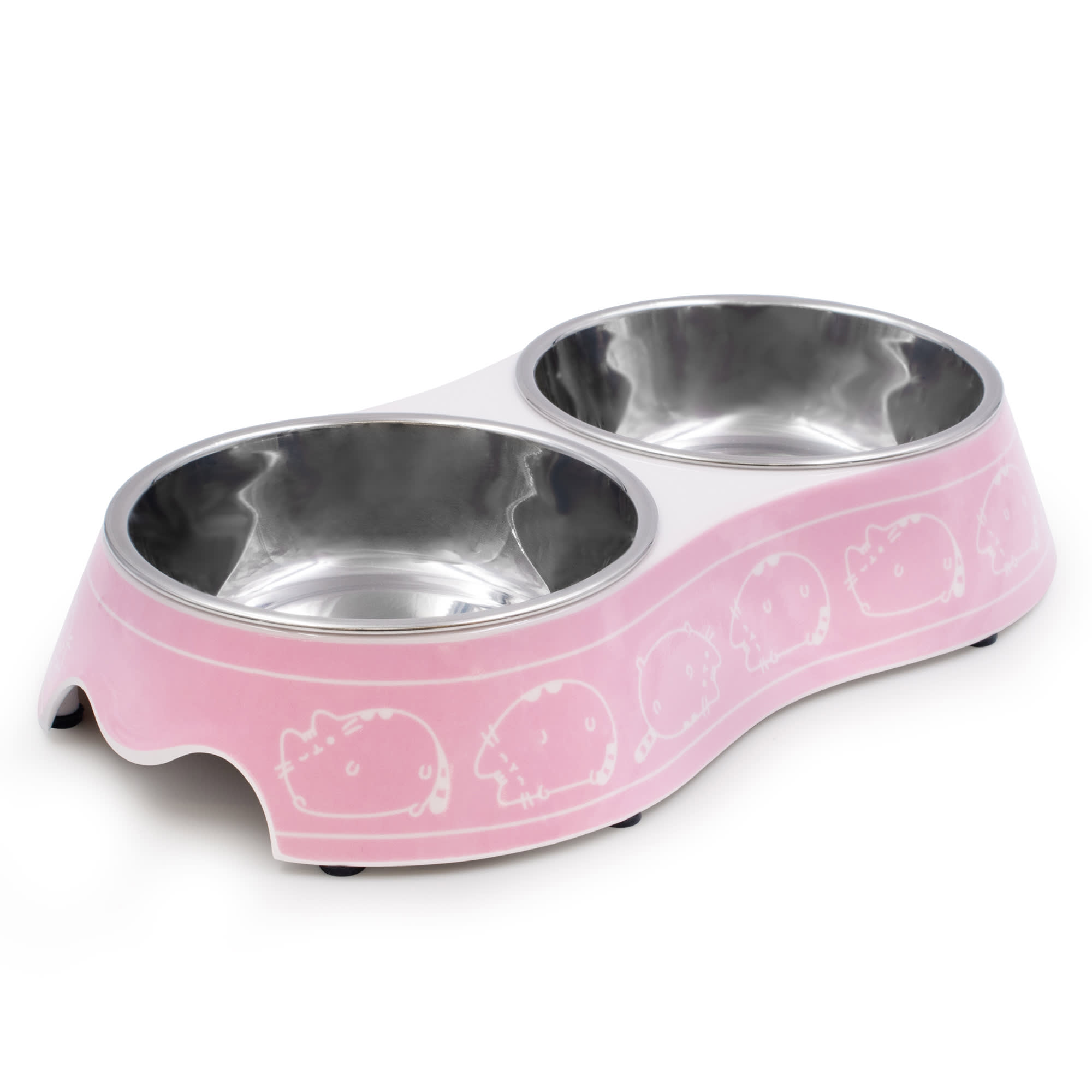 Pusheen Mauve All Over Print Double Stainless Steel Diner Bowl for Cats 1 Cup